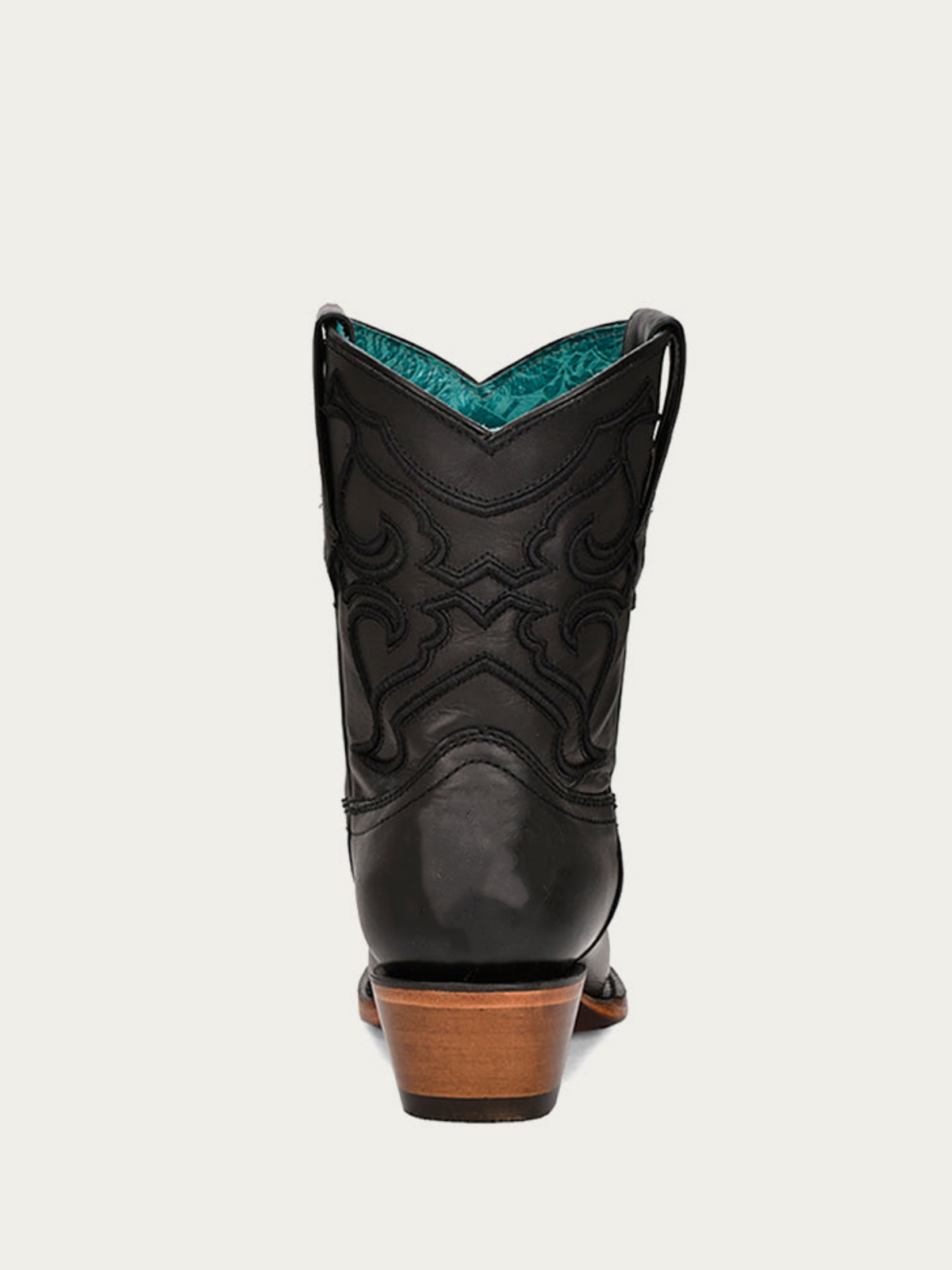 Black Snip-Toe Embroidery Wide Mid Calf Cowboy Boots For Women