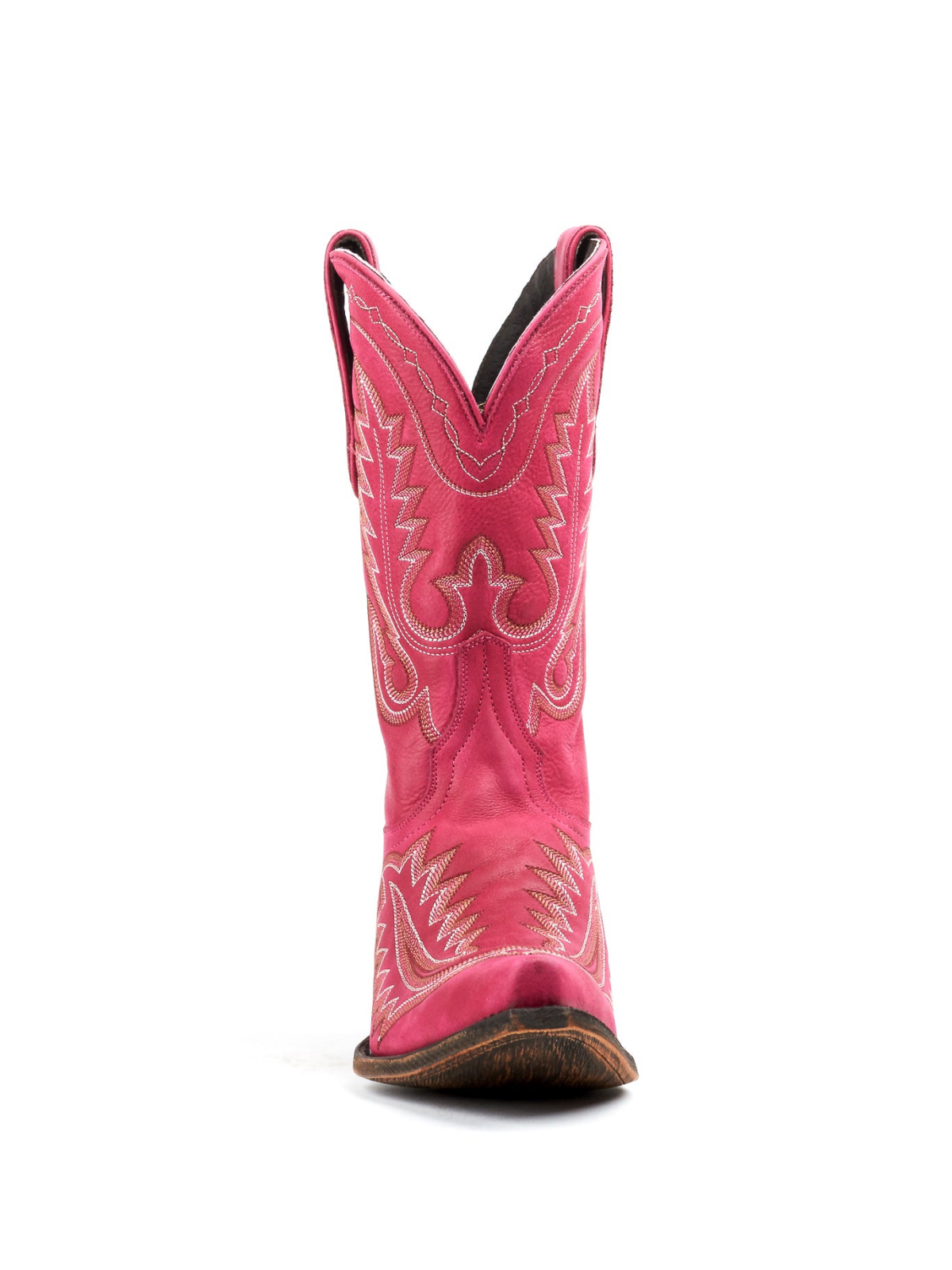 Pink Classic Snip-Toe Embroidery Wide Mid Calf Cowgirl Boots