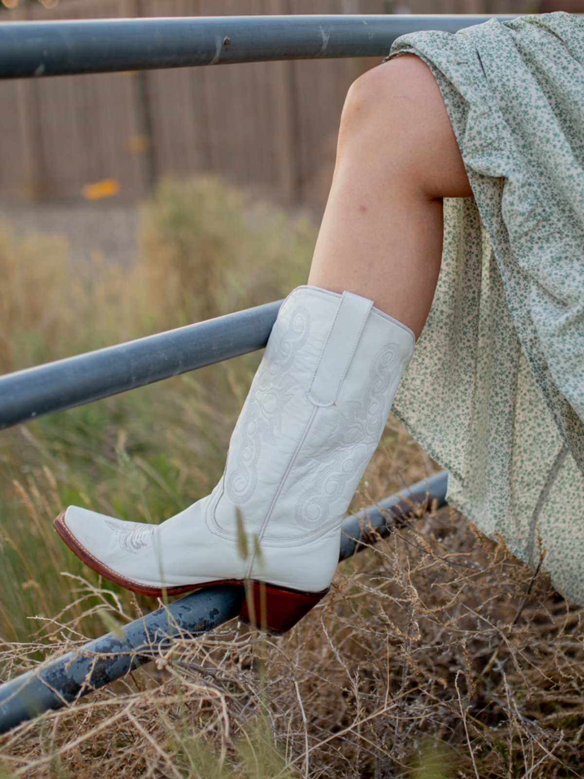 White Snip-Toe Embroidery Tall Wide Mid Calf Cowboy Boots For Women