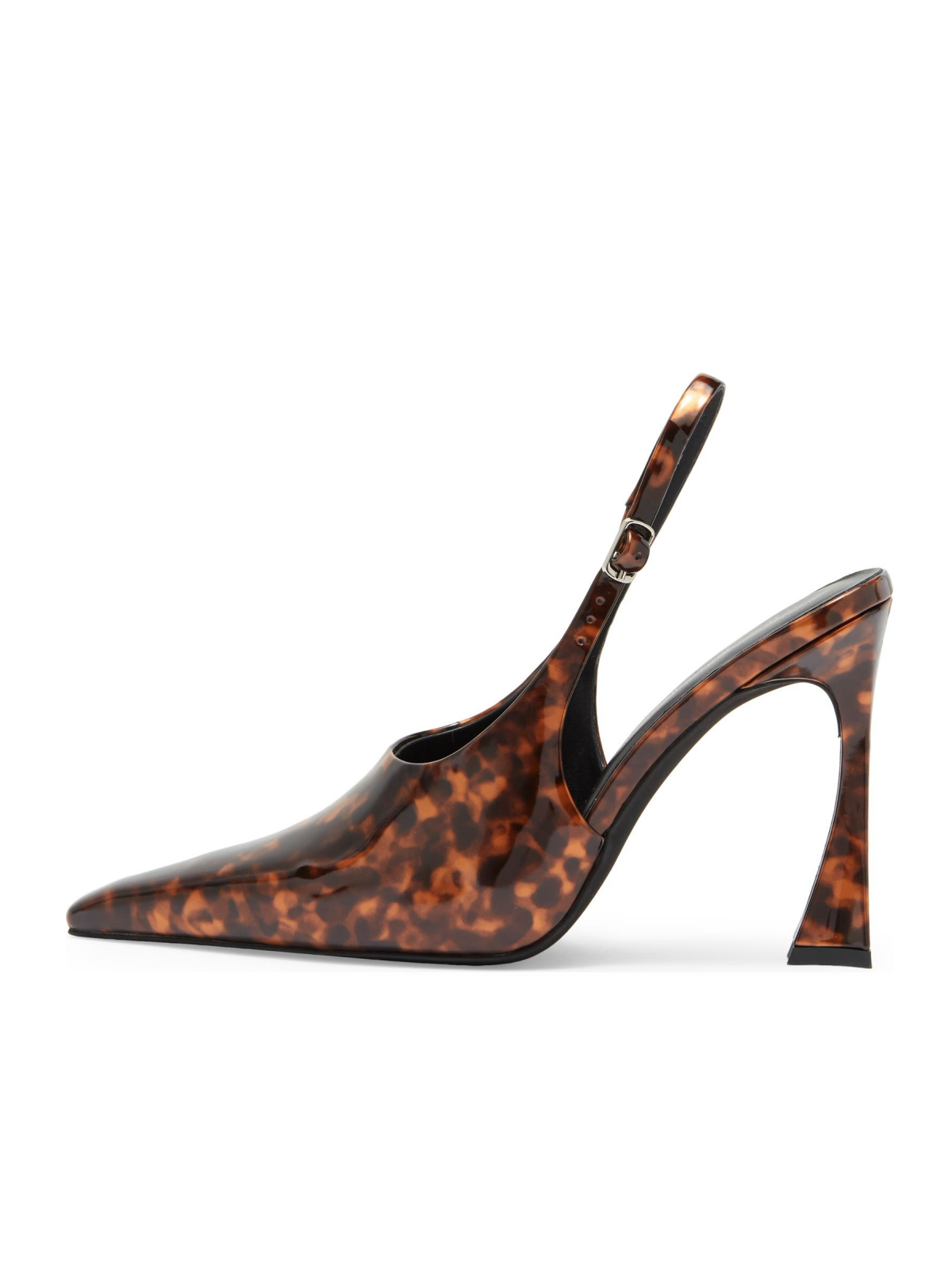 Leopard Patent Leather Pointed-Toe Slingback Pump High Heels