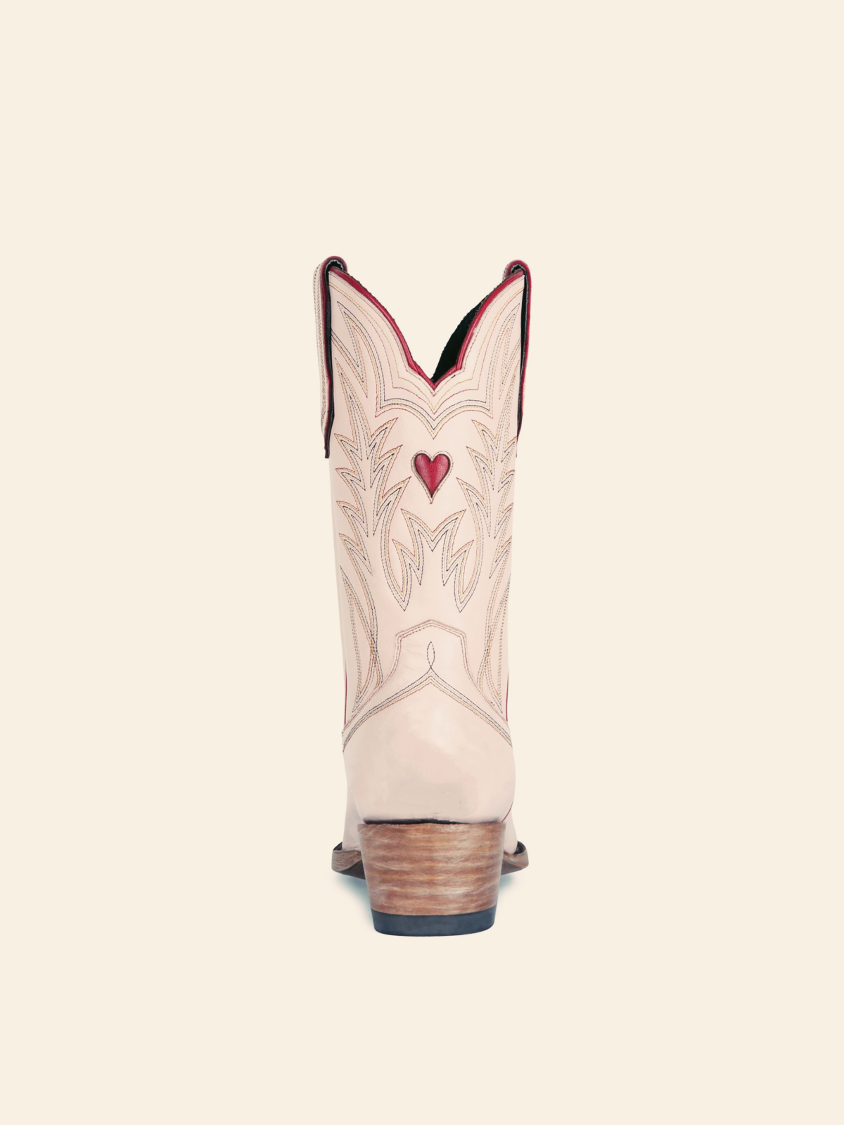 Light Pink Heart Inlay Embroidery Snip-Toe Wide Calf Cowgirl Boots