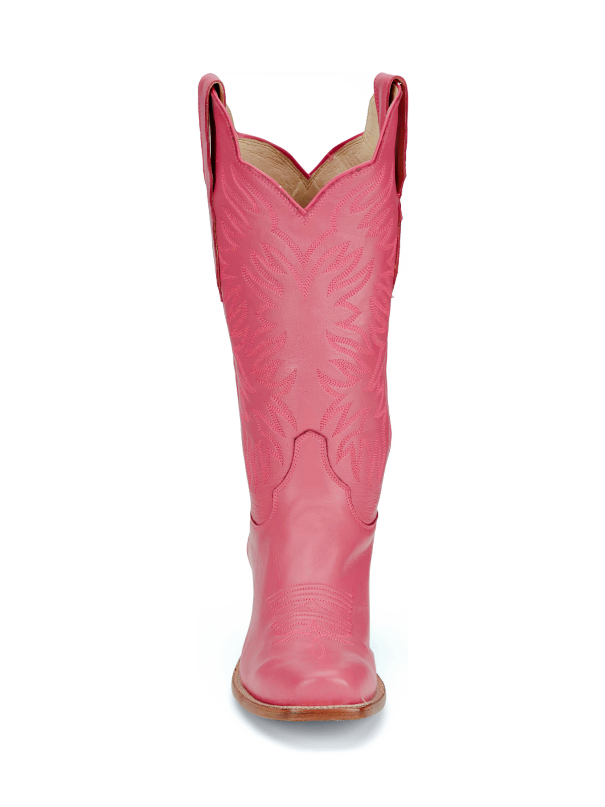 Pink Square-Toe Embroidery Tall Wide Mid Calf Cowgirl Boots