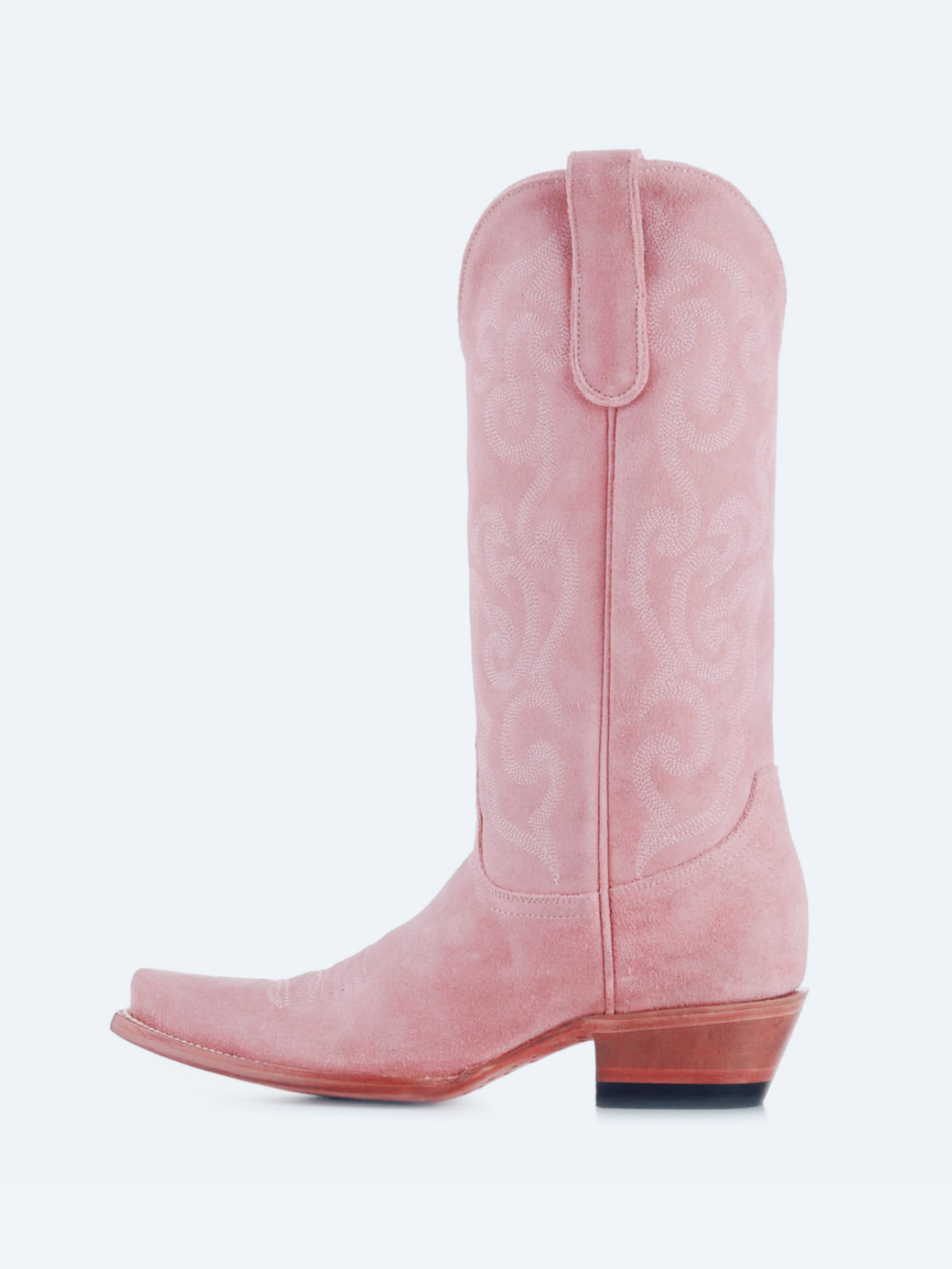 Faux Suede Embroidery Snip-Toe Wide Mid Calf Tall Cowgirl Boots - Pink