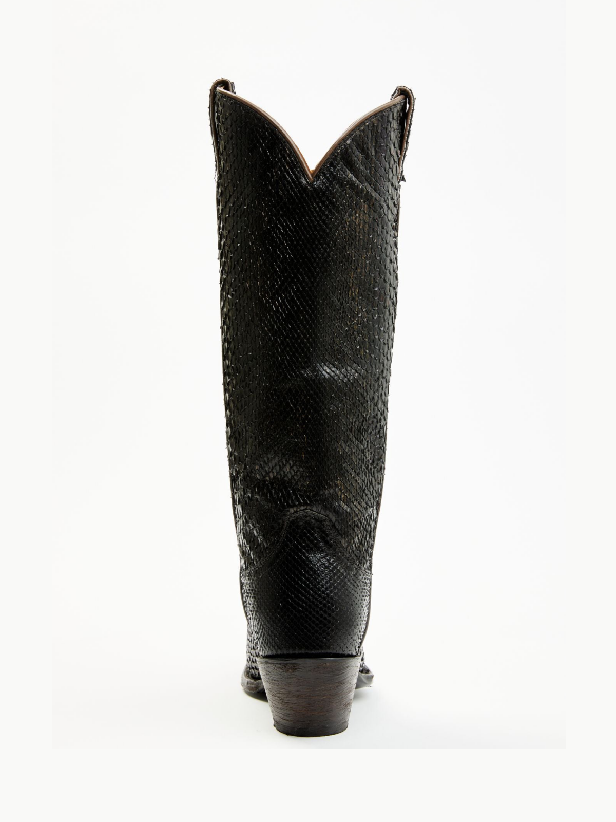 Black Snakeskin Snip-Toe Wide Mid Calf Tall Cowgirl Boots