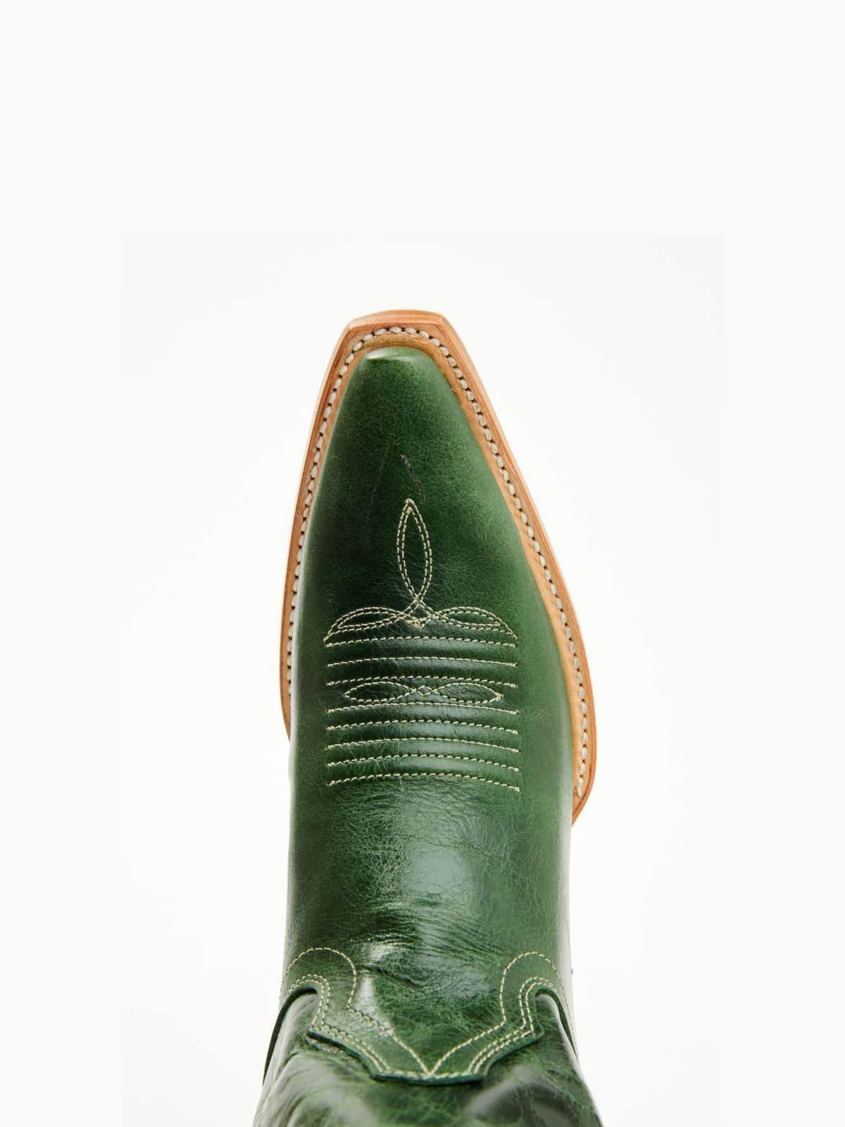 Distressed Green Snip-Toe Embroidery Wide Calf Knee High Cowgirl Boots