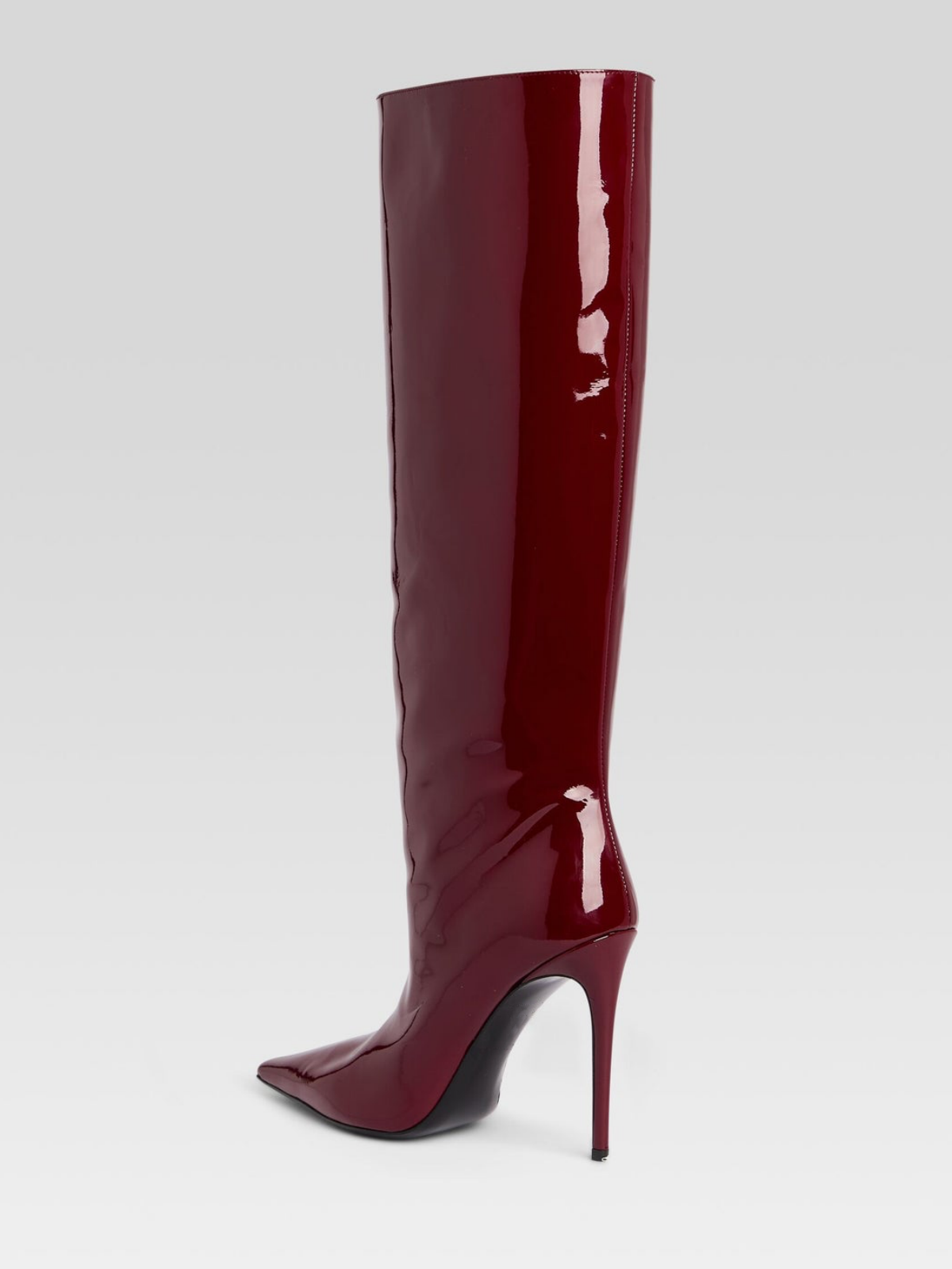 Patent Burgundy Pointed-Toe Wide Calf Tall Knee High Boots