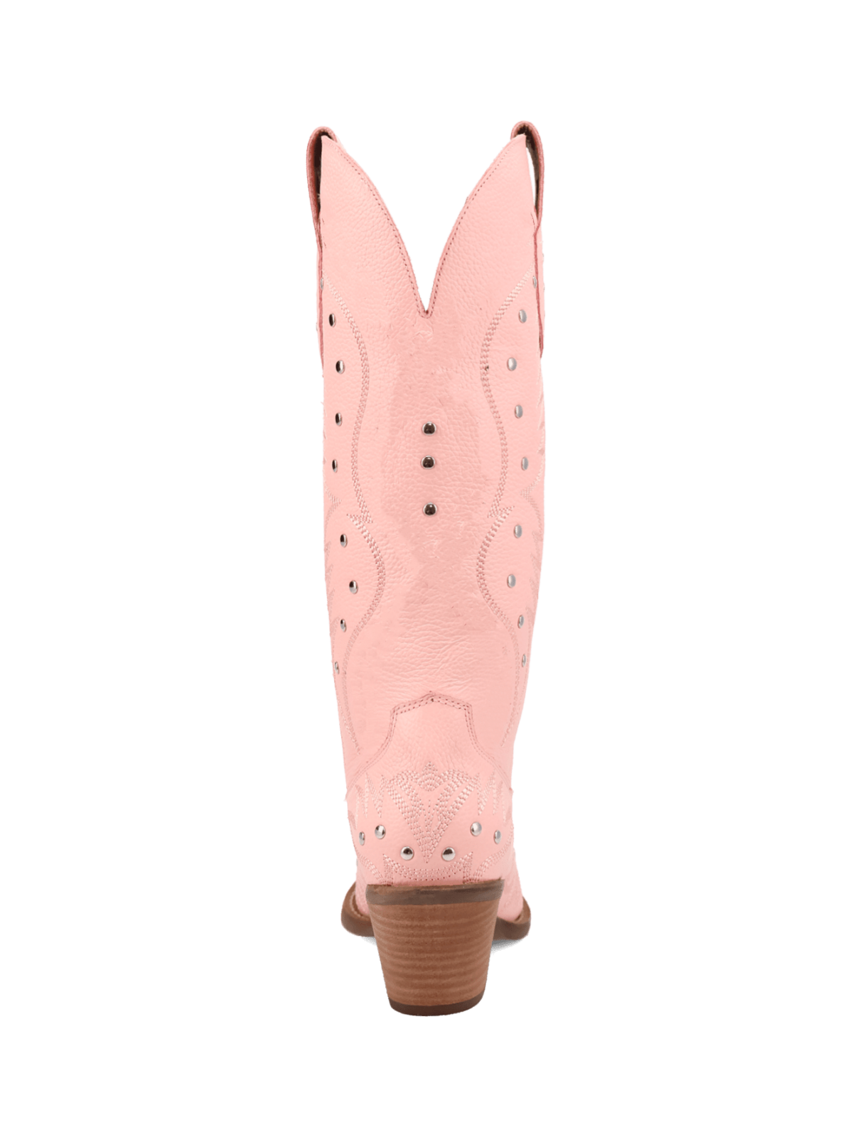 Pink Snip-Toe Embroidery Wide Mid Calf Cowgirl Boots With Studs