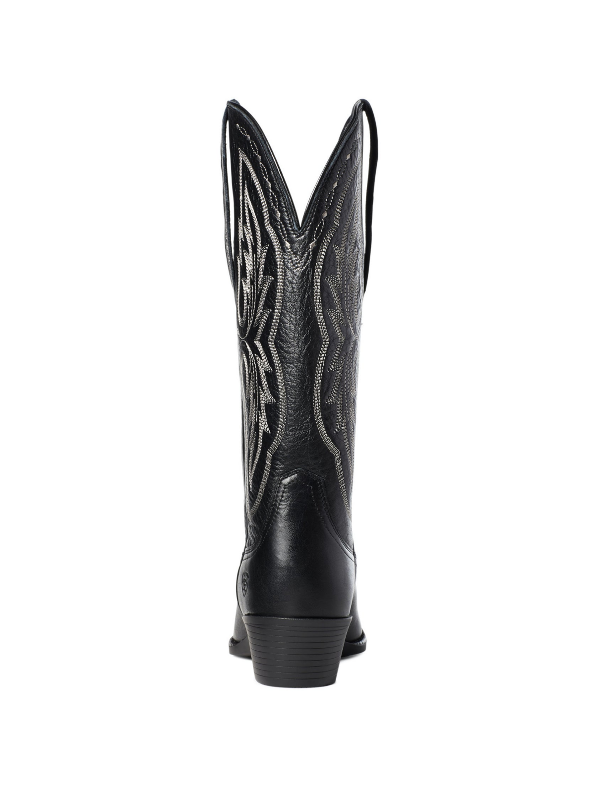 Black Snip-Toe Embroidery Wide Mid Calf Classic Cowgirl Boots