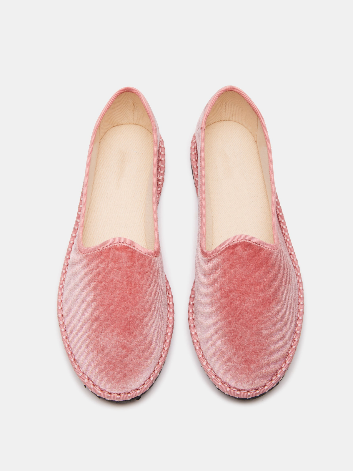 Velvet Round-Toe Slip-On Soft Loafer Flats - Pink