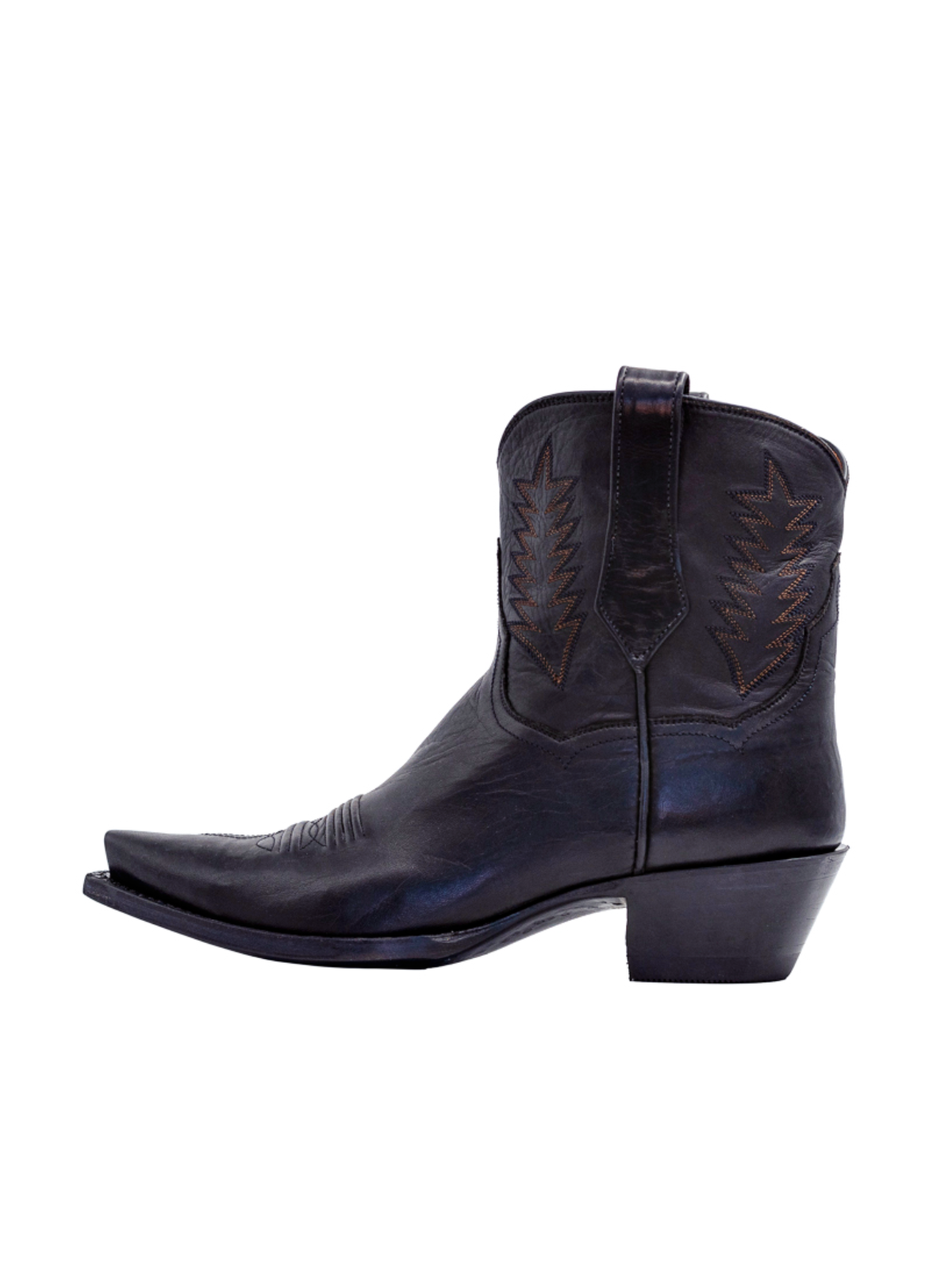 Black Embroidery Snip-Toe Wide Mid Calf Western Boots For Women