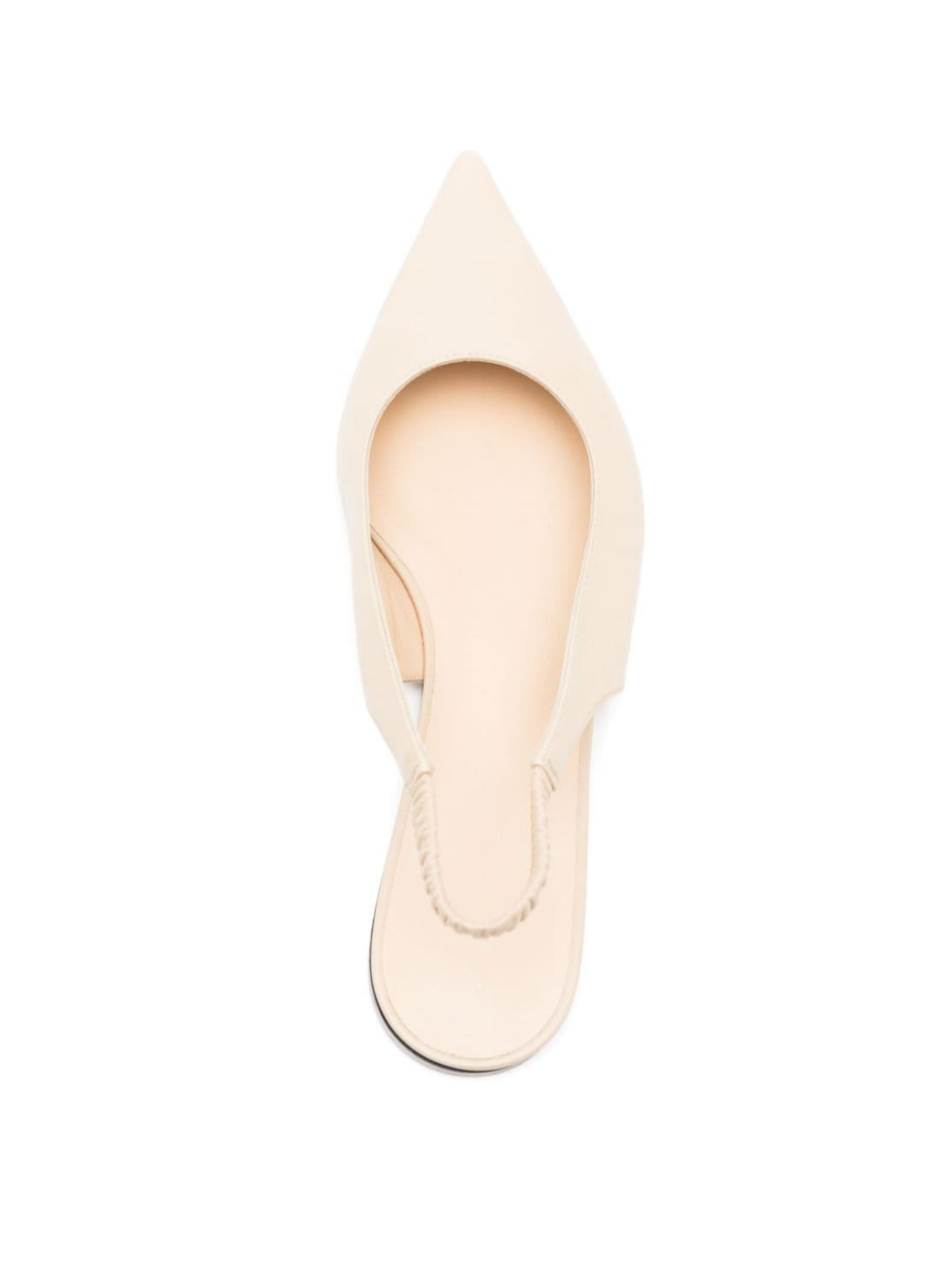 Light Beige Pointed-Toe Ballet Flats Slingbacks