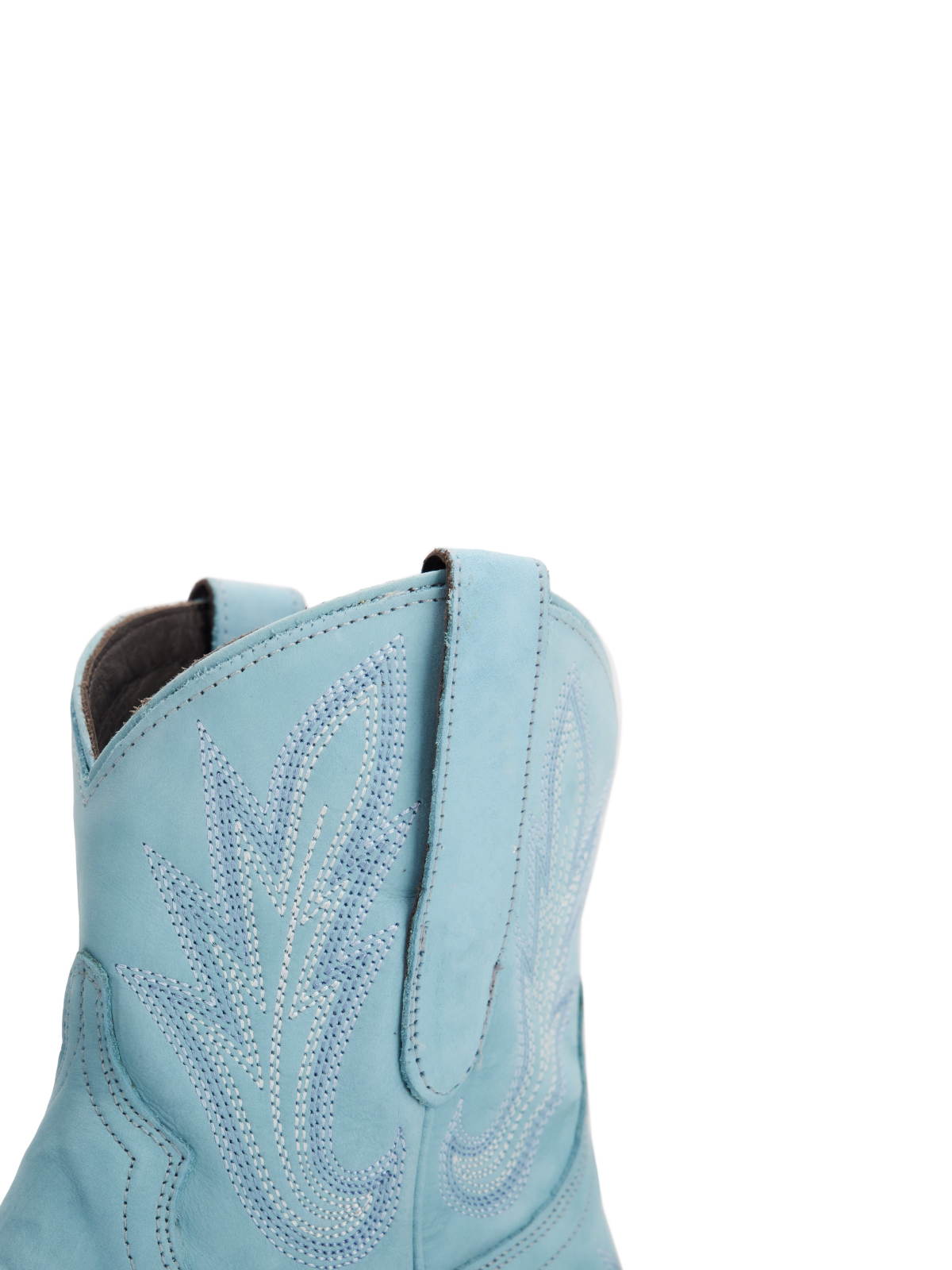 Powder Blue Embroidery Snip-Toe Wide Mid Calf Cowboy Boots For Women