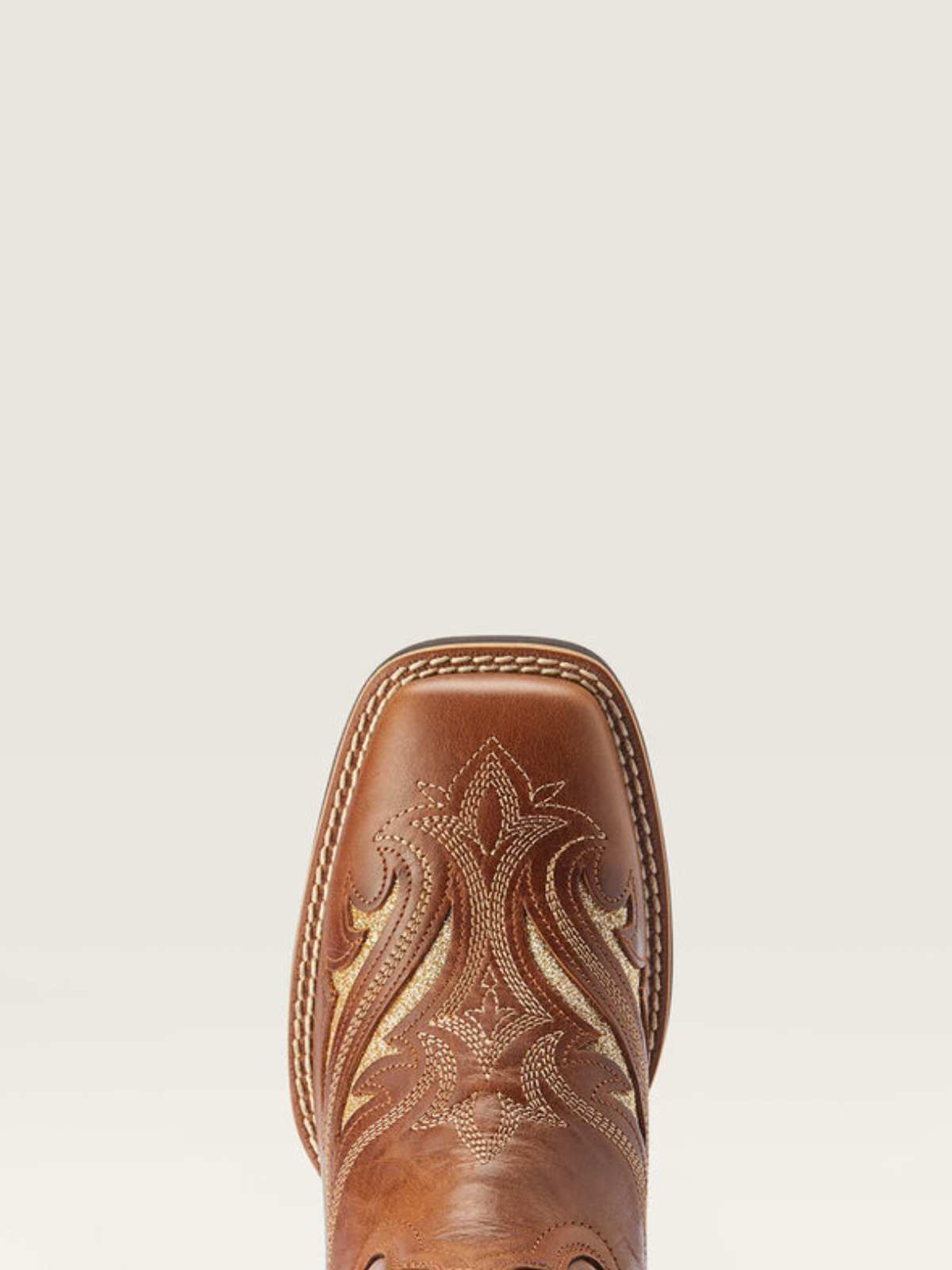 Dark Tan Square-Toe Inlay With Glitter Embroidery Wide Mid Calf Cowgirl Boots