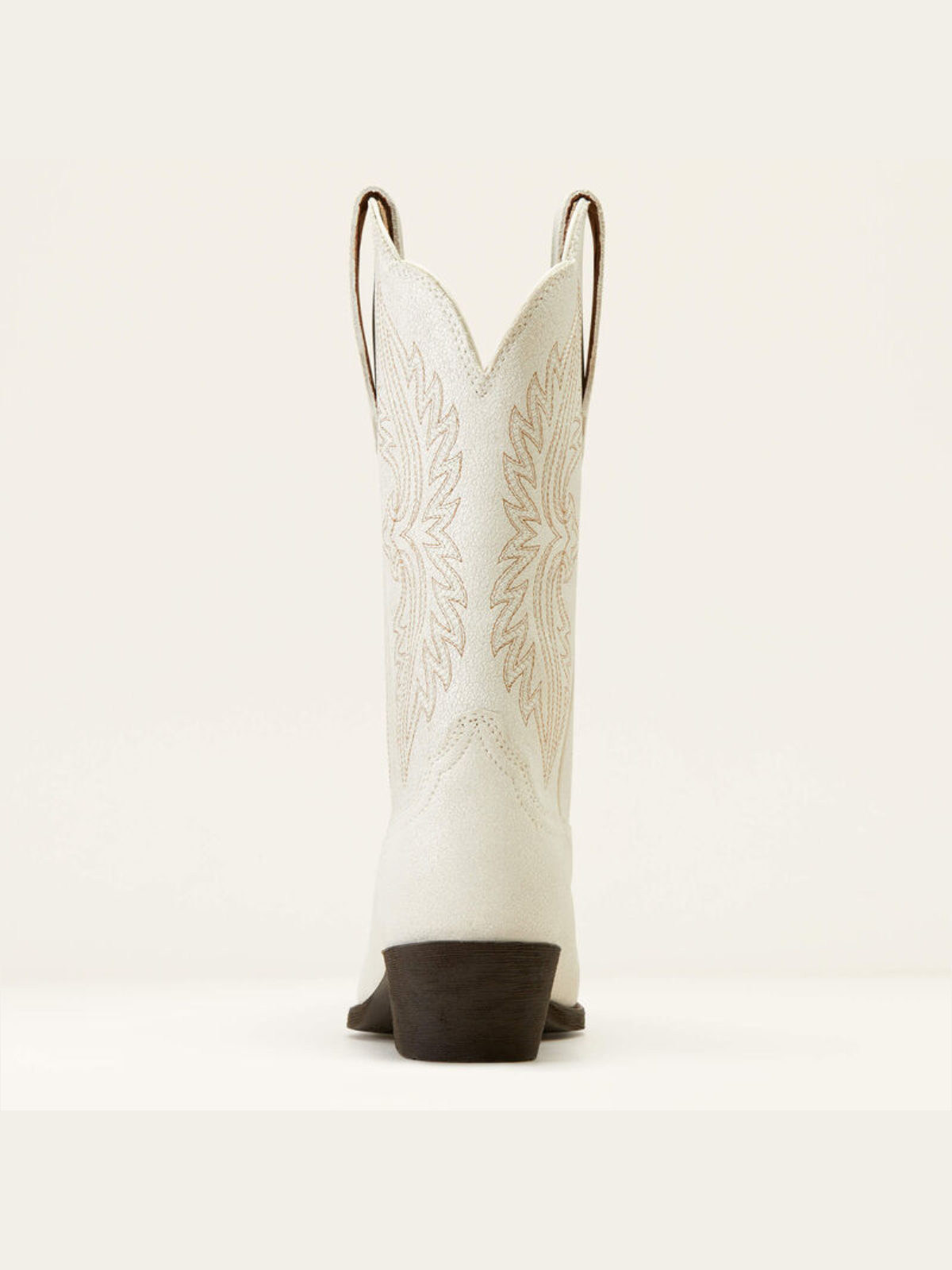 Distressed Ivory Embroidery Almond-Toe Wide Mid Calf Cowgirl Boots