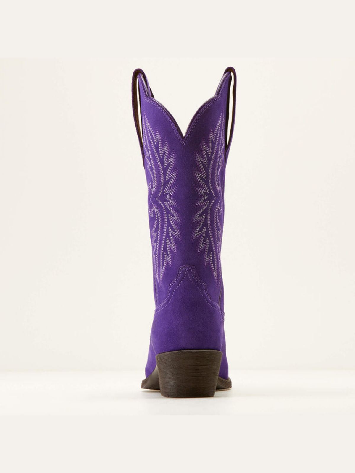 Violet Faux Suede Embroidery Almond-Toe Wide Mid Calf Cowgirl Boots