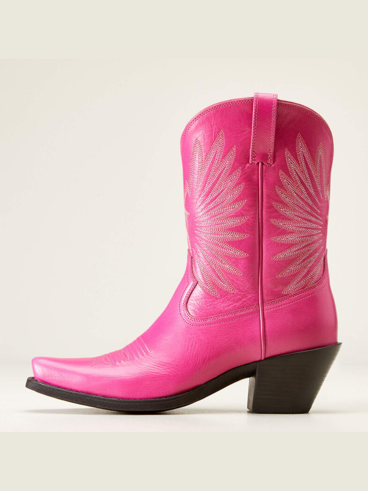 Pink Embroidery Snip-Toe Wide Mid Calf Cowgirl Boots