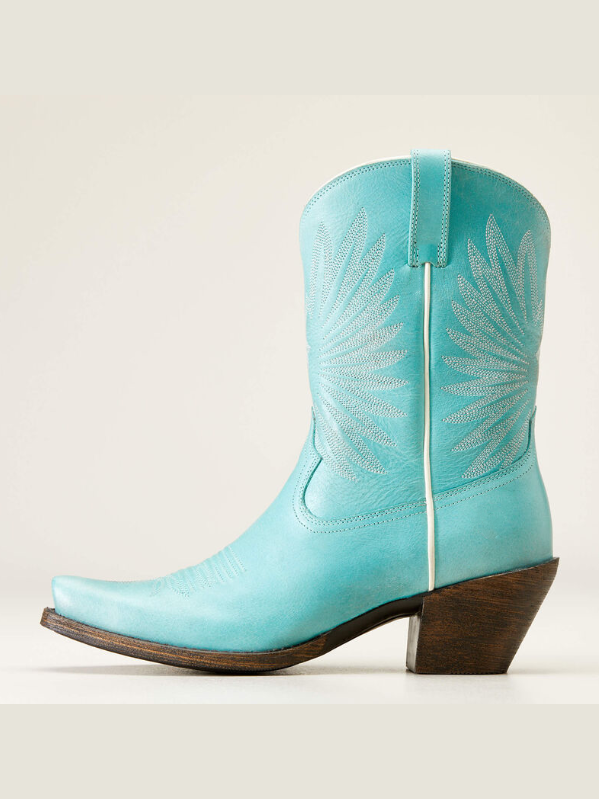 Light Blue Embroidery Snip-Toe Wide Mid Calf Cowgirl Boots