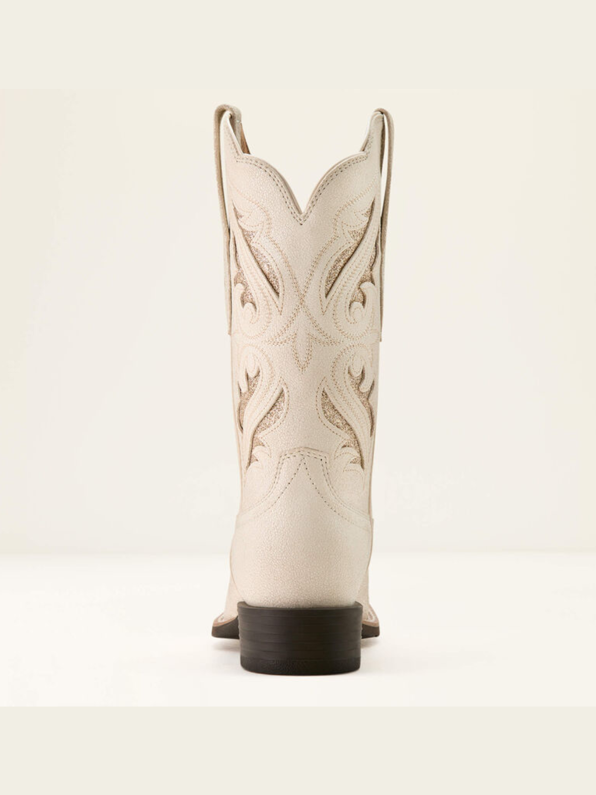 Ivory Square-Toe Inlay With Glitter Embroidery Wide Mid Calf Cowgirl Boots