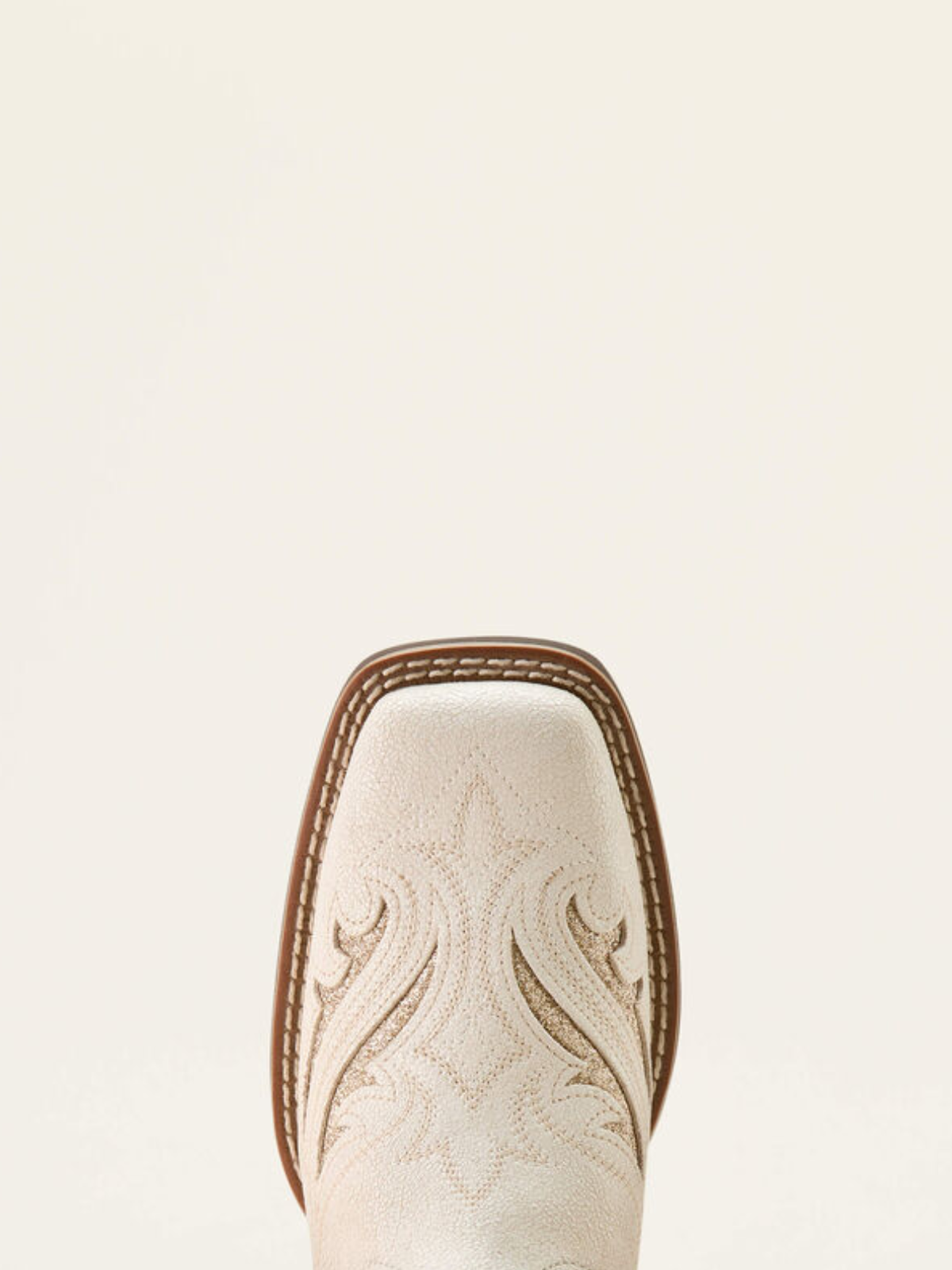 Ivory Square-Toe Inlay With Glitter Embroidery Wide Mid Calf Cowgirl Boots