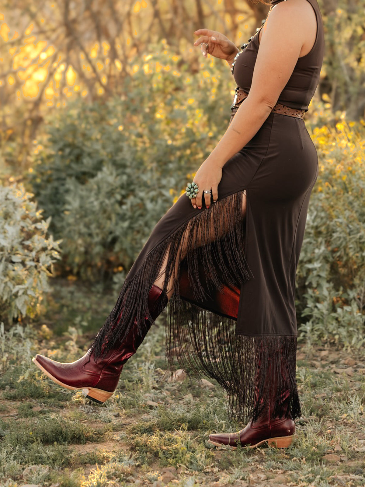 Red Snip-Toe Metallic Butterfly Inlay Wide Calf Knee High Cowgirl Boots