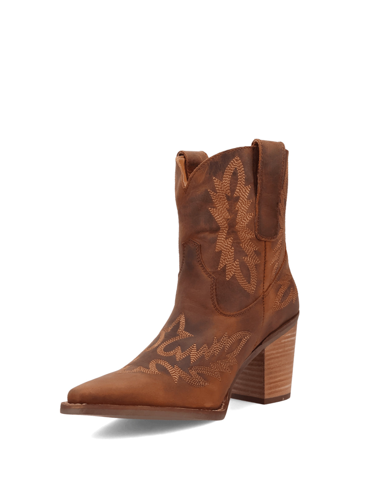 Brown Snip-Toe Classic Embroidery Western Ankle Cowgirl Boots
