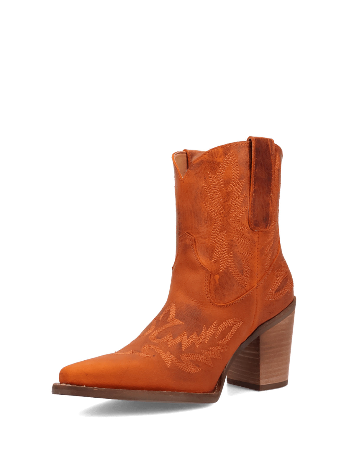 Rust Snip-Toe Classic Embroidery Western Ankle Cowgirl Boots