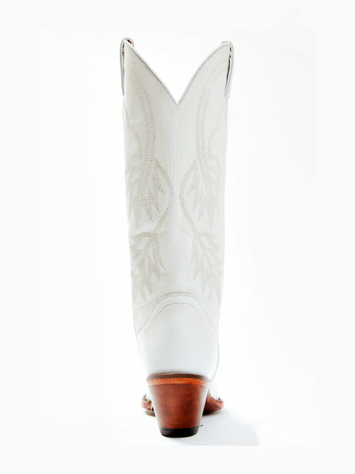 White Almond-Toe Fallen Leaves Embroidery Wide Mid Calf Tall Cowgirl Boots