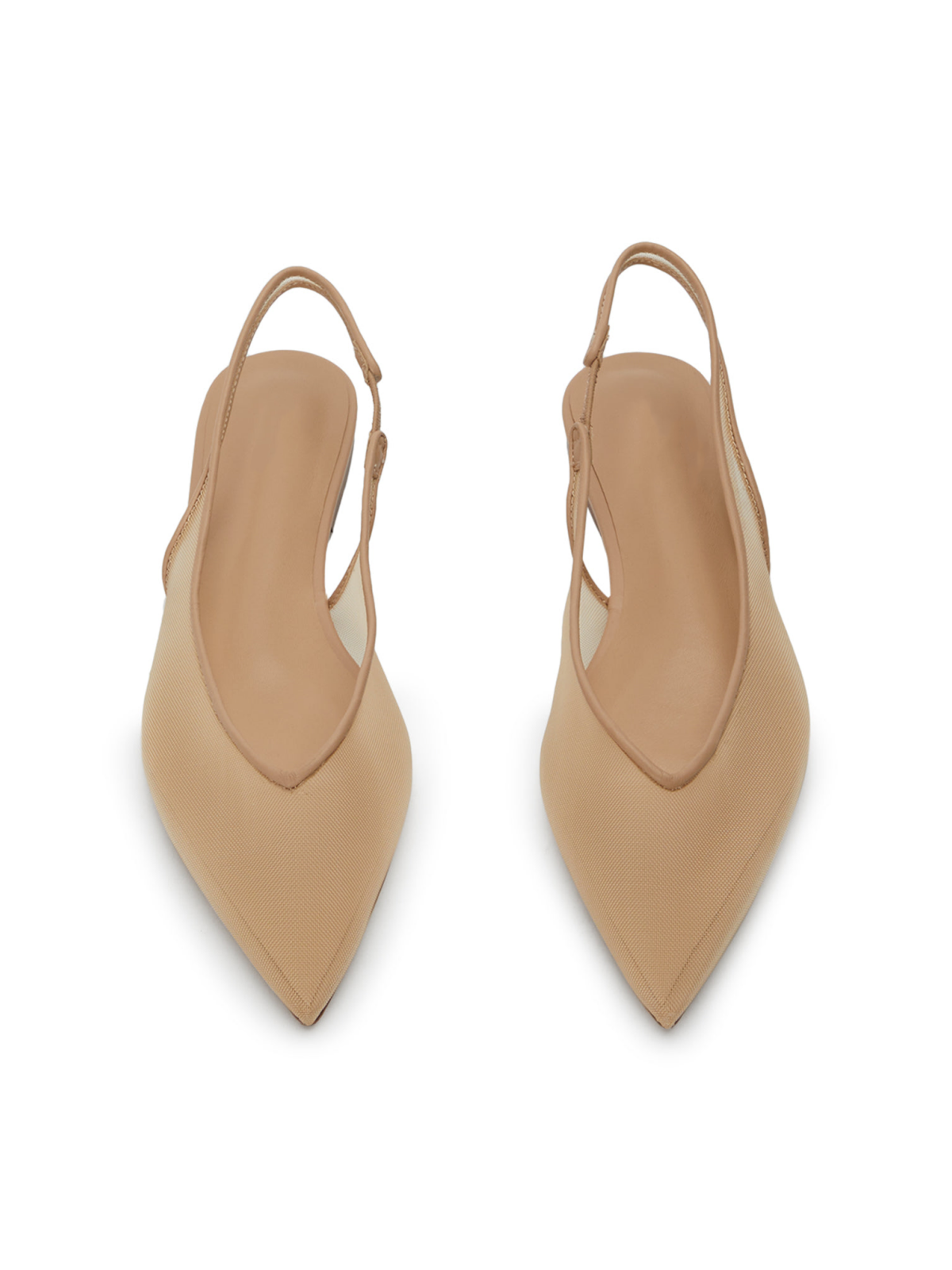 Nude Clear Mesh Pointy Slingback Ballet Flats