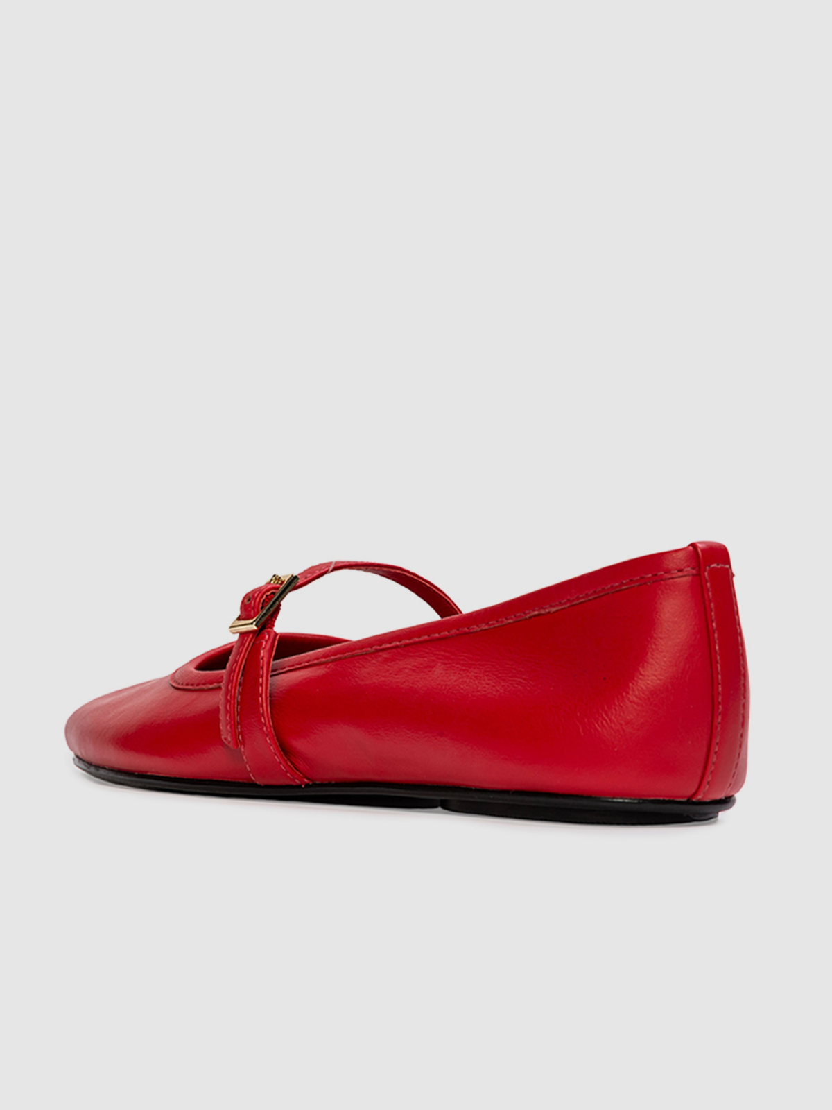 Red Round-Toe Bridge Strap Ballet Flats