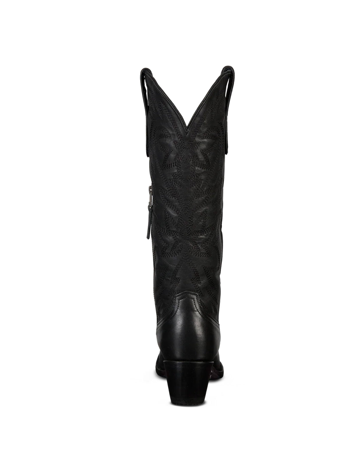 Western Snip-Toe Embroidery Classic Knee High Half-Zip Cowgirl Boots - Black