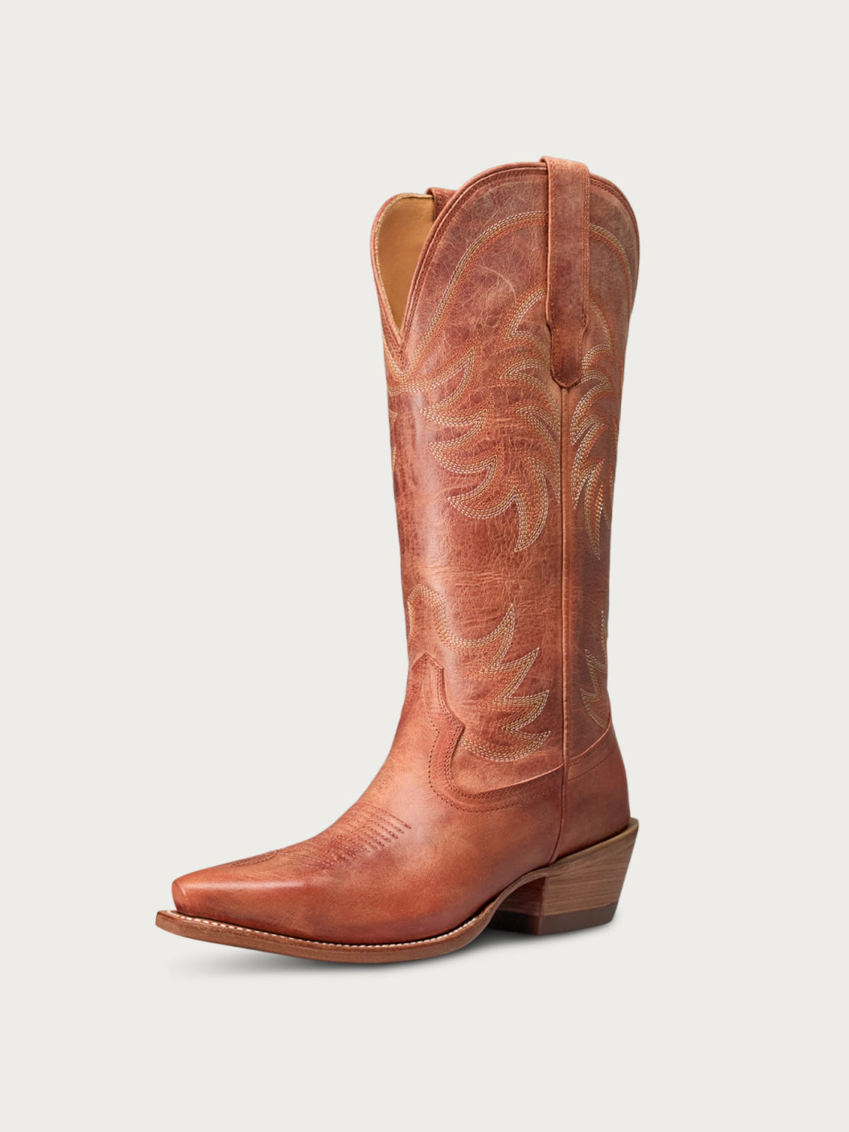 Amber Snip-Toe Embroidery Wide Calf Knee High Cowgirl Boots