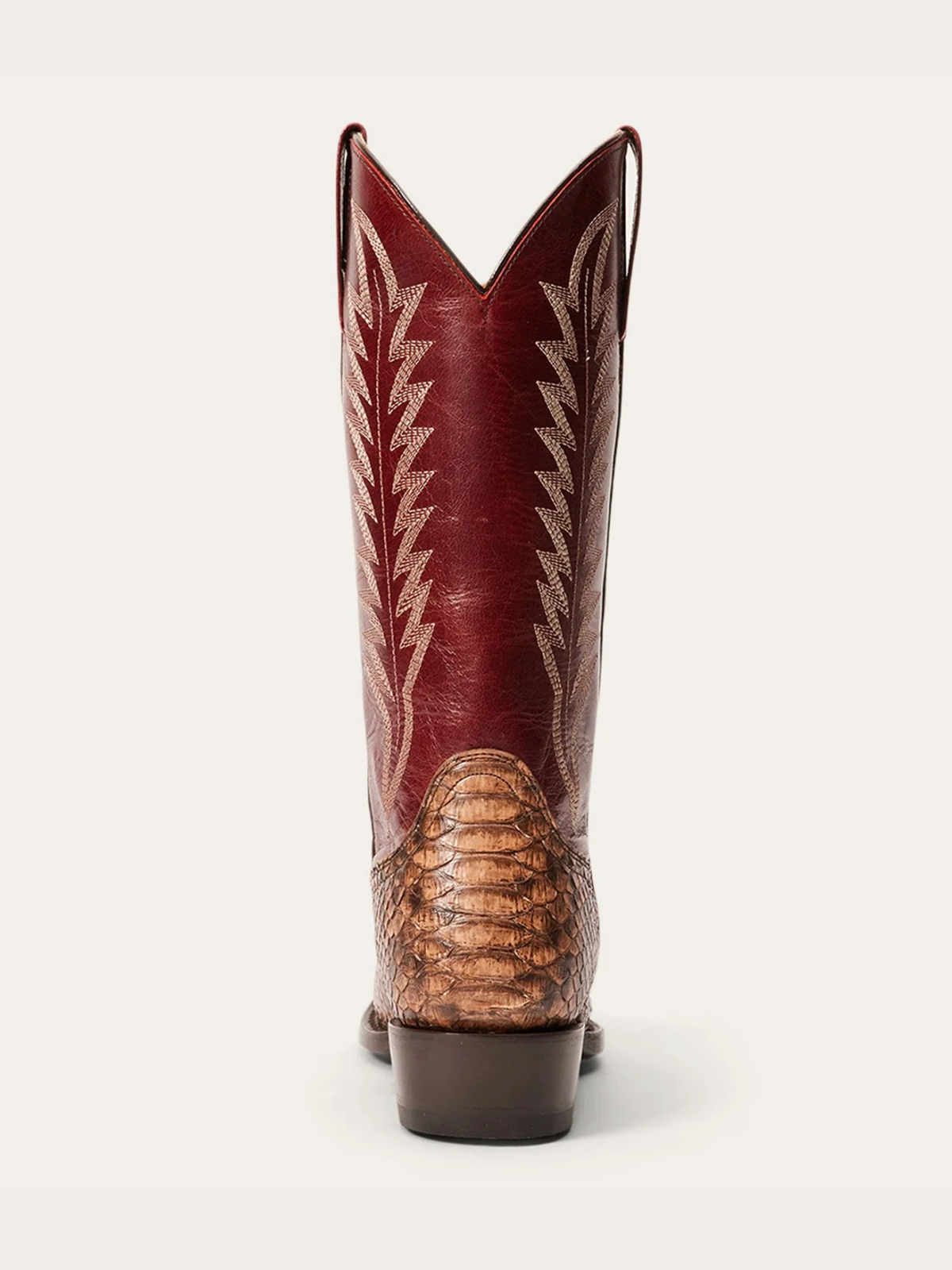 Contrast Red And Snakeskin Snip-Toe Embroidery Wide Mid Calf Cowgirl Boots