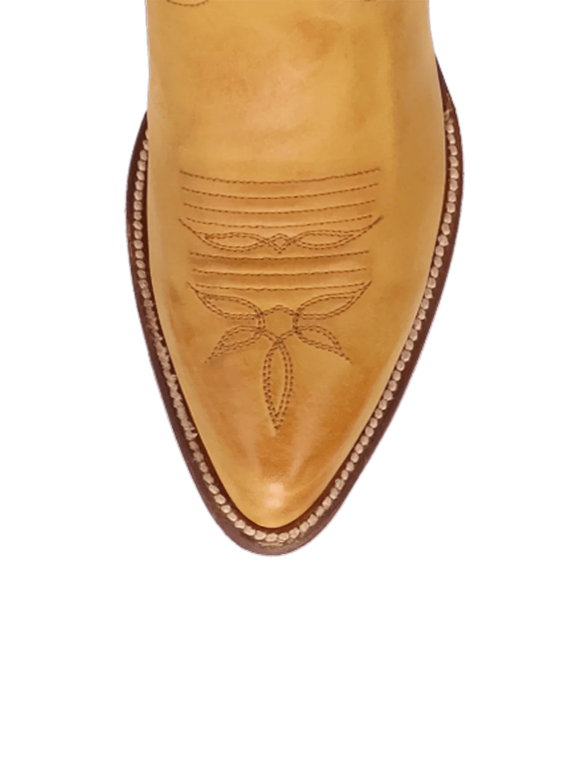 Mustard Yellow Almond-Toe Fan-Shaped Embroidery Wide Knee High Cowgirl Boots