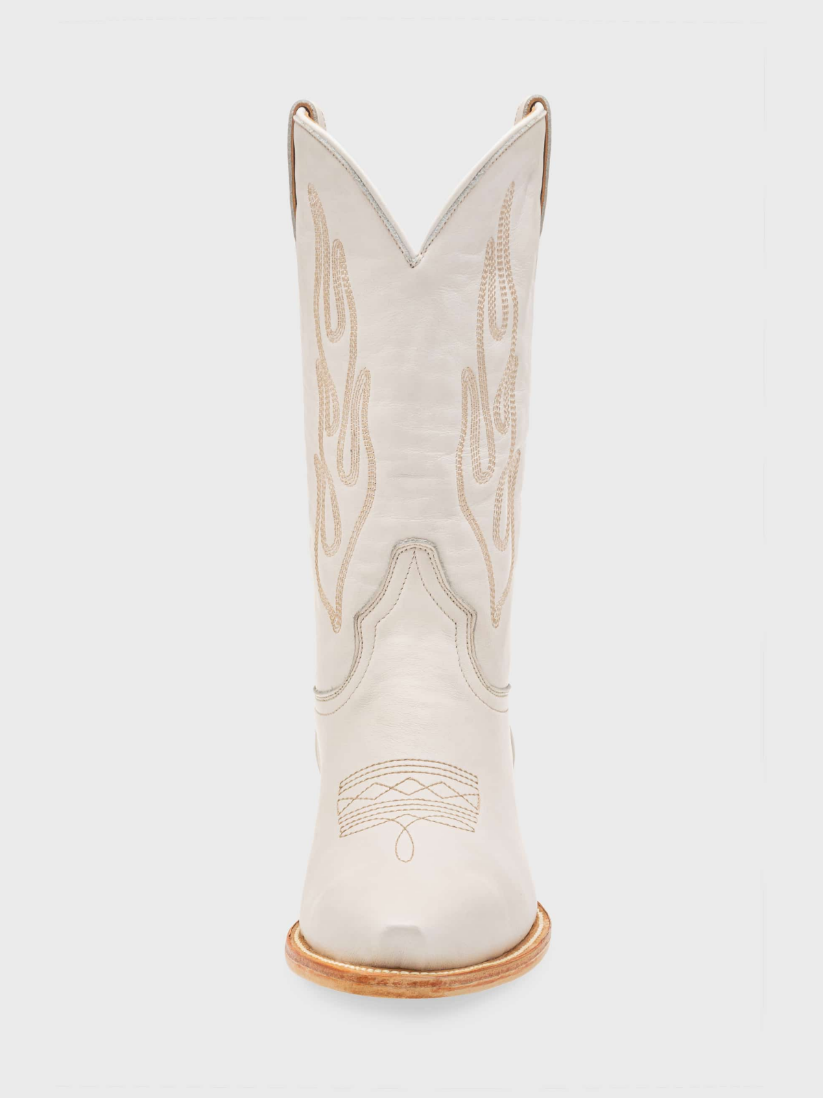 Flame Embroidery Snip-Toe Wide Mid Calf Tall Cowgirl Boots - White