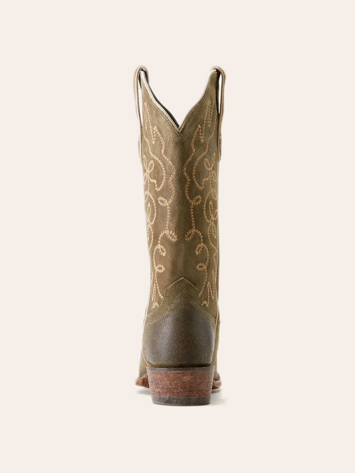 Faux Suede Embroidery Snip-Toe Mid Calf Cowgirl Boots - Green