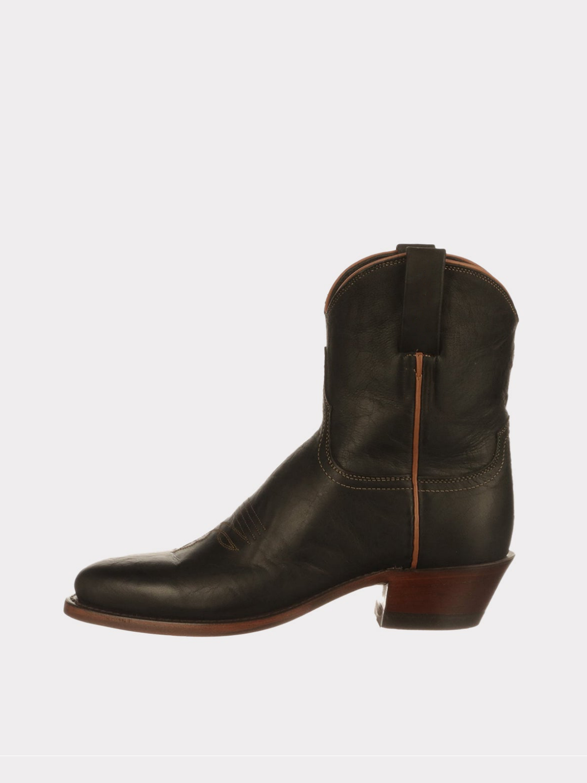 Black Almond-Toe Wide Mid Calf Western Boots For Women