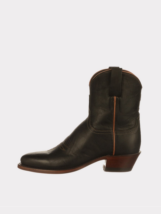 Black Almond-Toe Wide Mid Calf Western Boots For Women