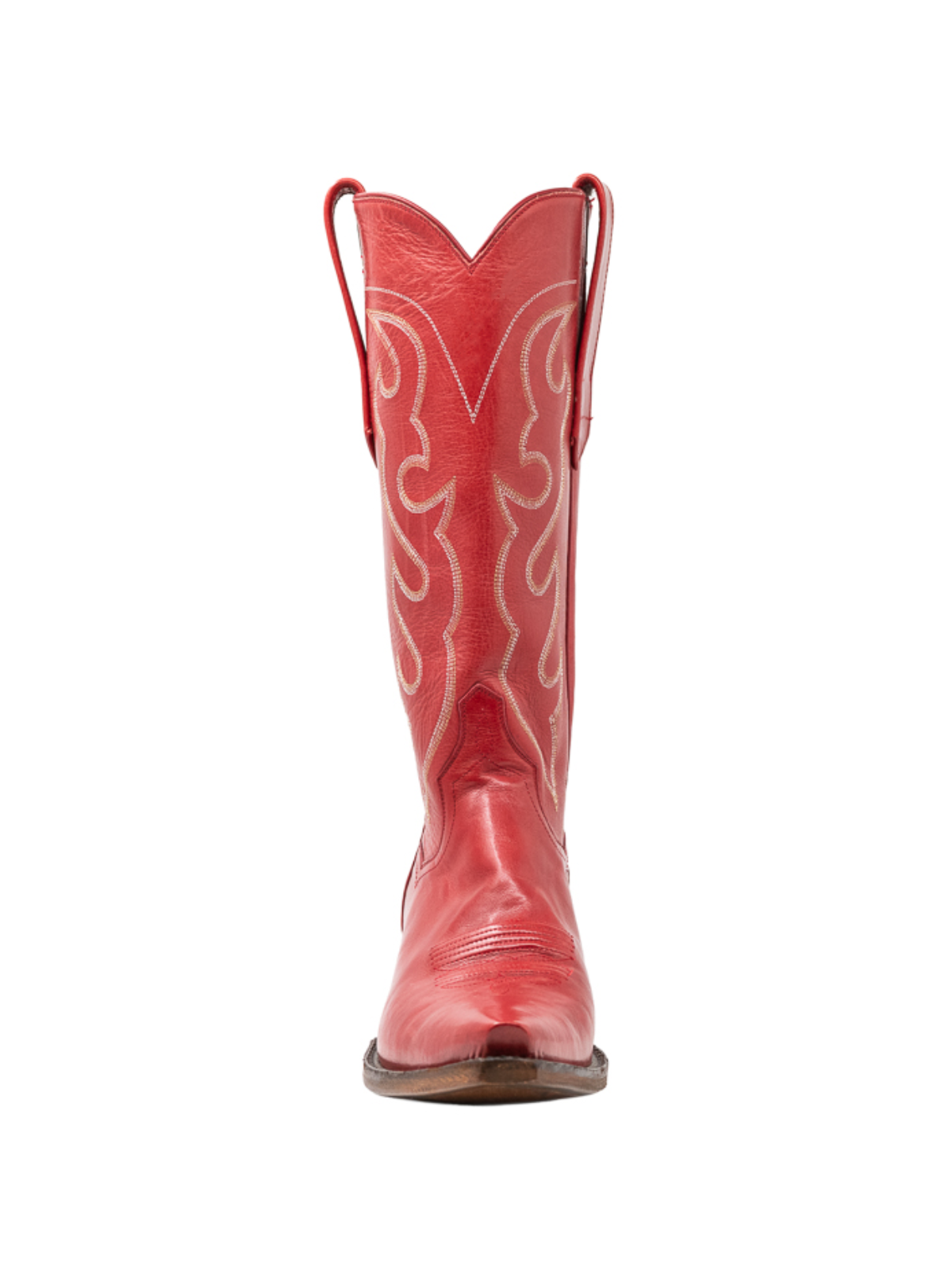 Red Embroidery Snip-Toe Wide Mid Calf Cowgirl Tall Boots