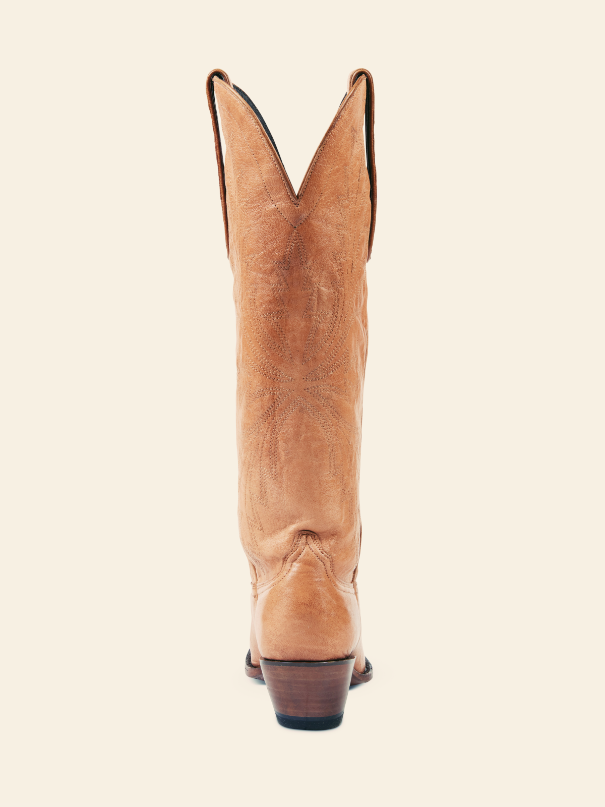 Glossy Tan Embroidered Snip-Toe Knee High Western Boots Cowgirl Tall Boots