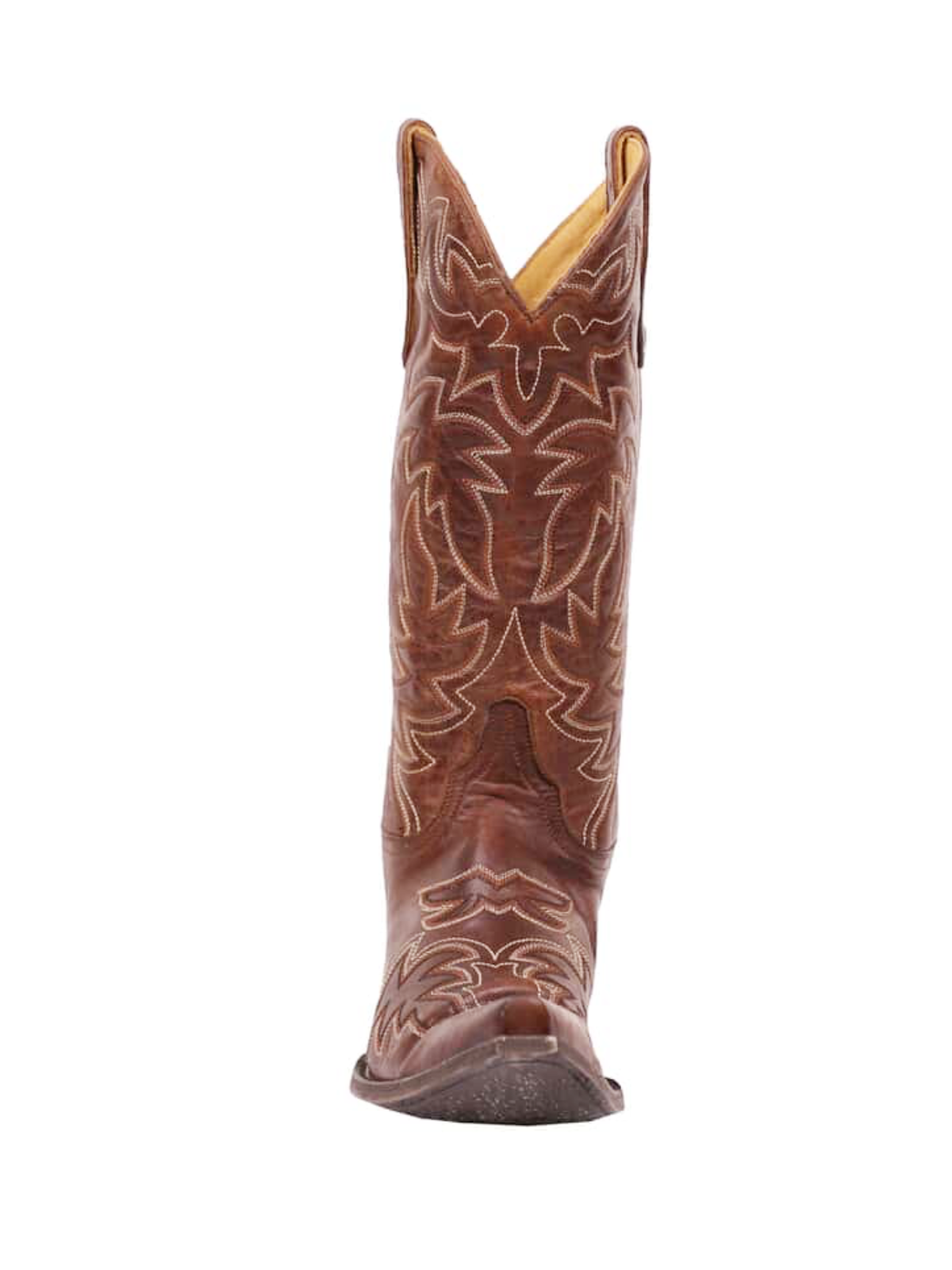 Brown Embroidery Tall Snip-Toe Wide Mid Calf Western Boots For Women