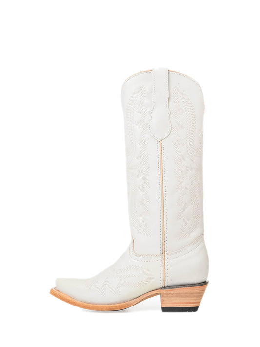 Ivory Snip-Toe Classic Embroidery Mid Calf Cowgirl Boots