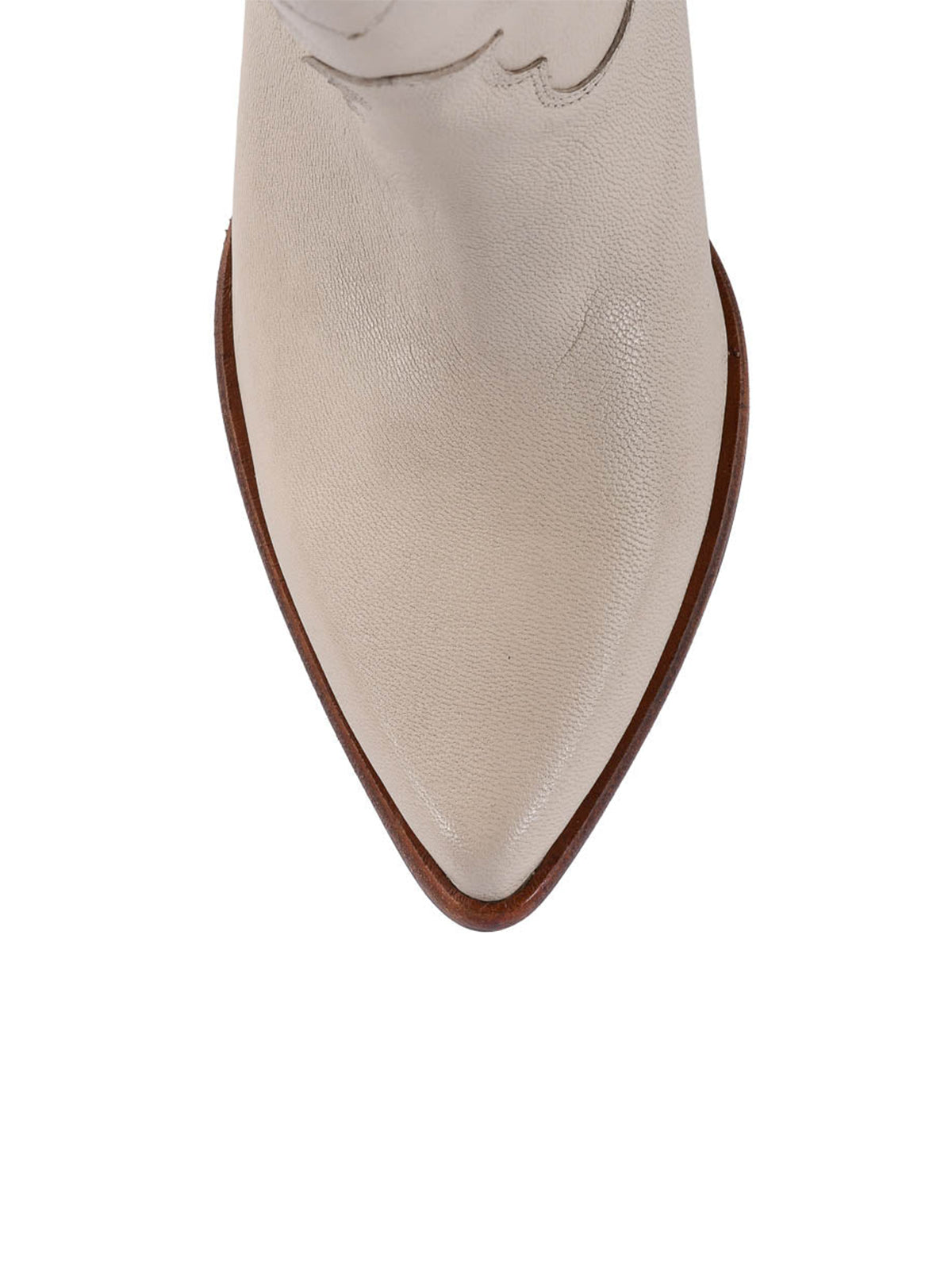 Off White Faux Suede Pointed-Toe Chic Cutout Ankle Cowgirl Boots