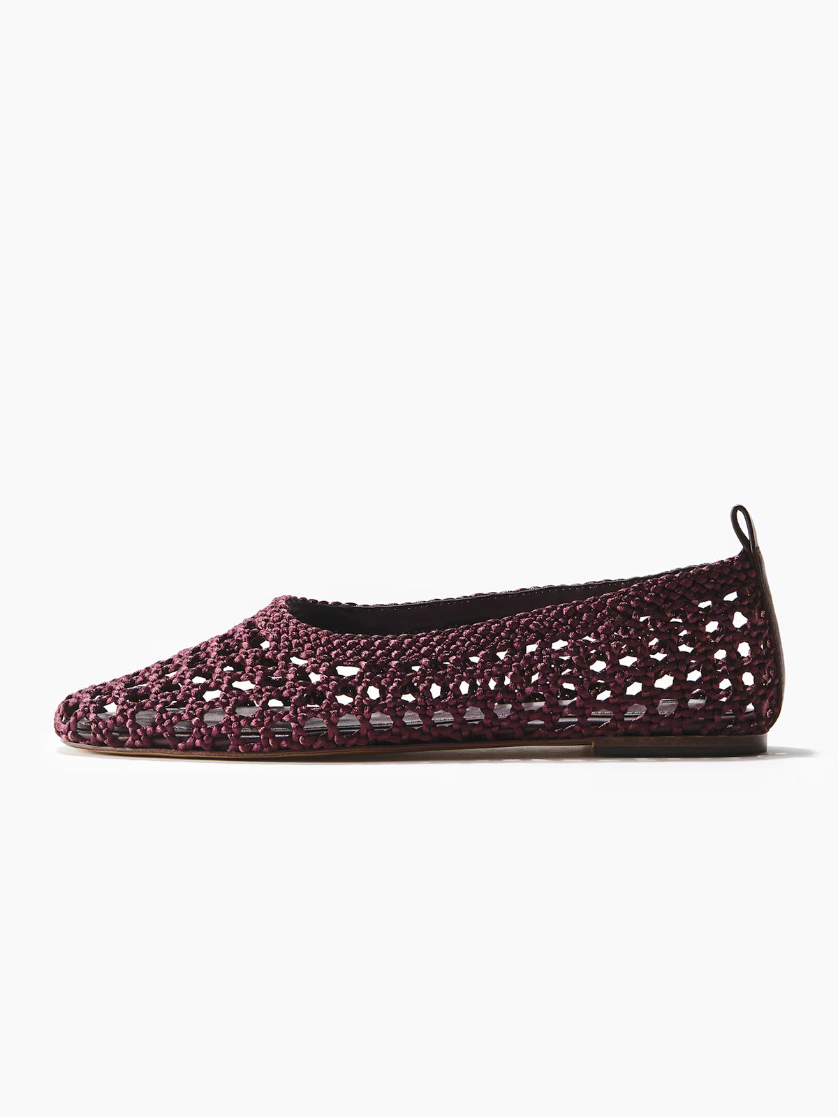 Dark Brown Satin Woven Square-Toe Simple Ballet Flats