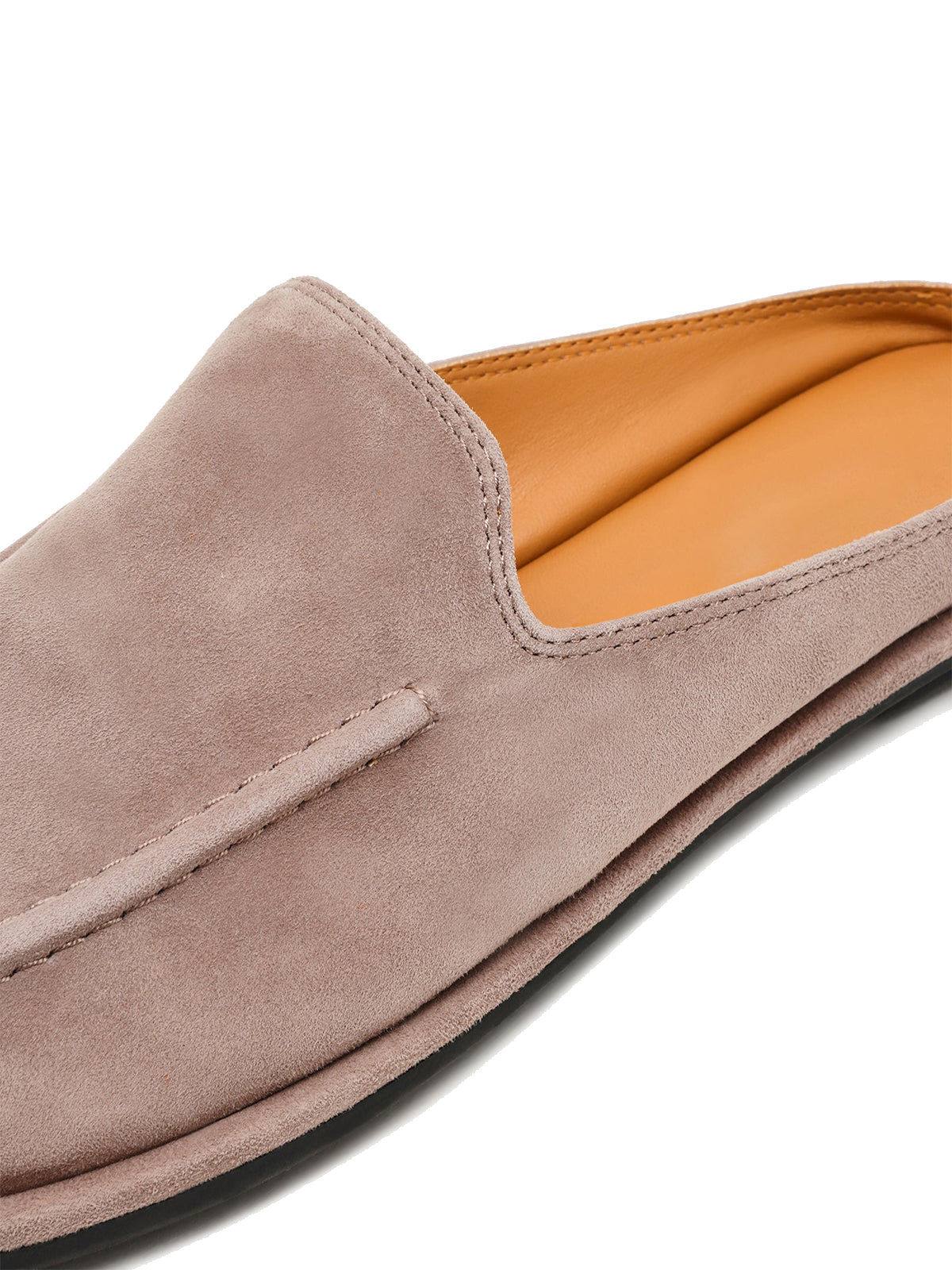 Taupe Faux Suede Round-Toe Slip-On Backless Flats