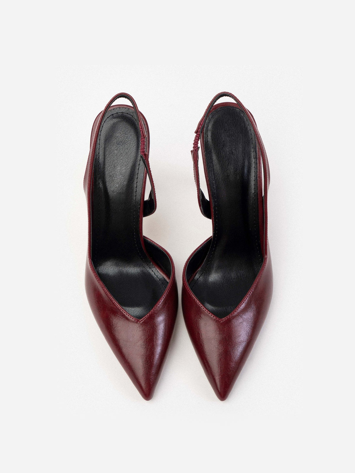 Burgundy Pointed-Toe Concise Slingback High Heels