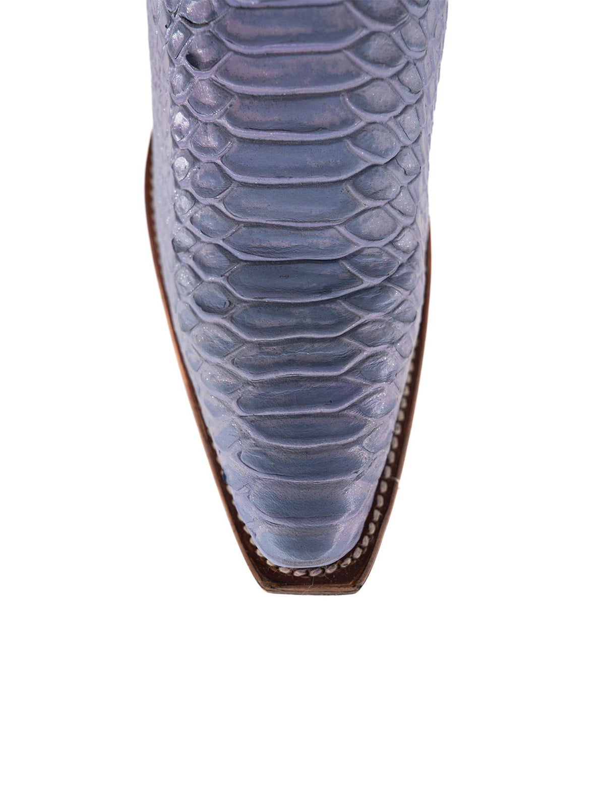 Lilac Snakeskin Print Snip-Toe Half-Zip Knee High Cowgirl Boots