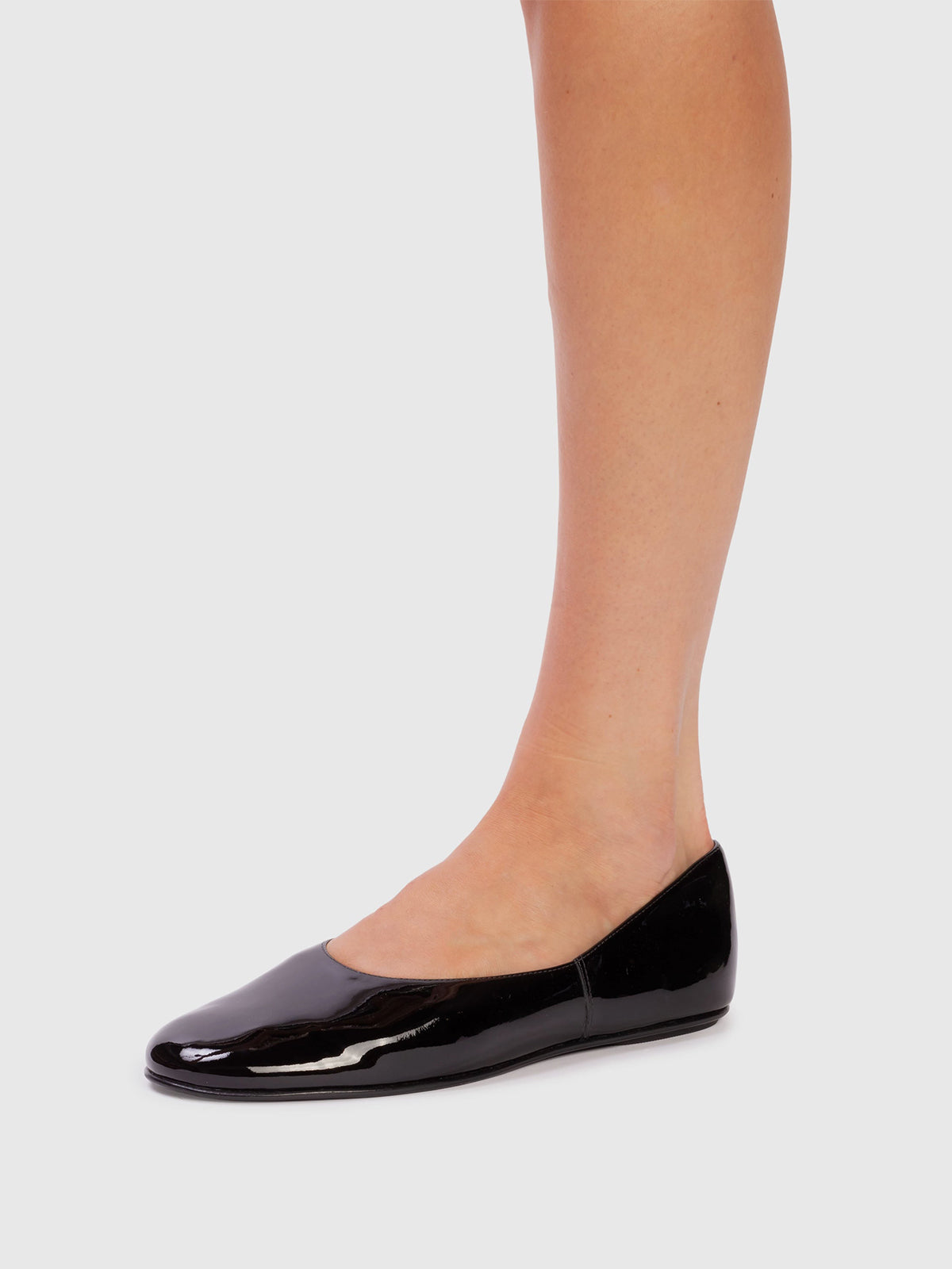 Patent Black Round-Toe Slip-On Ballet Flats