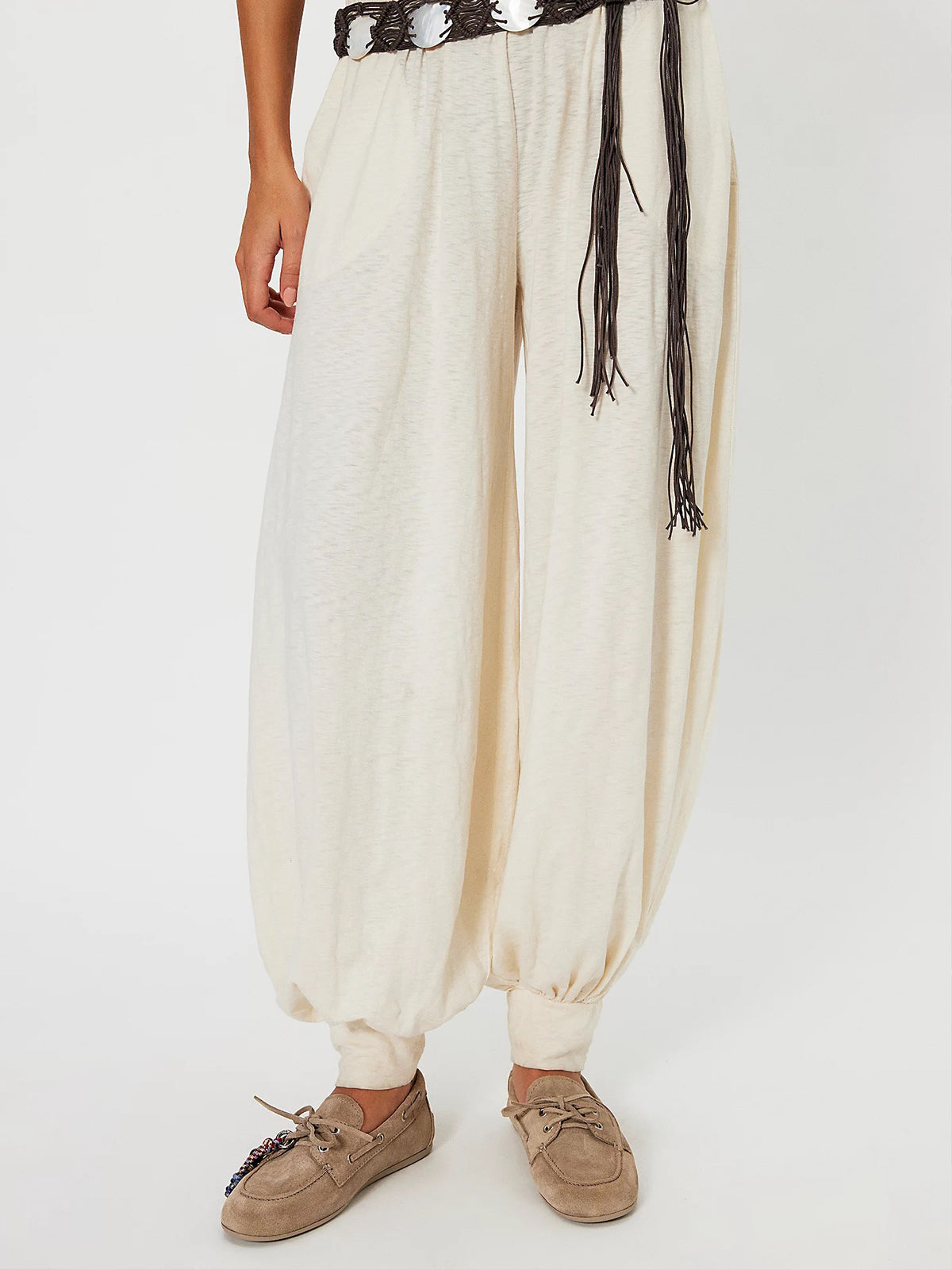 Taupe Faux Suede Round-Toe Lace-Up Boat Shoes Flats