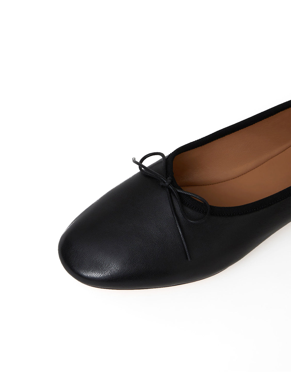 Black Round-Toe Front Chic Bow Slip-On Ballet Flats