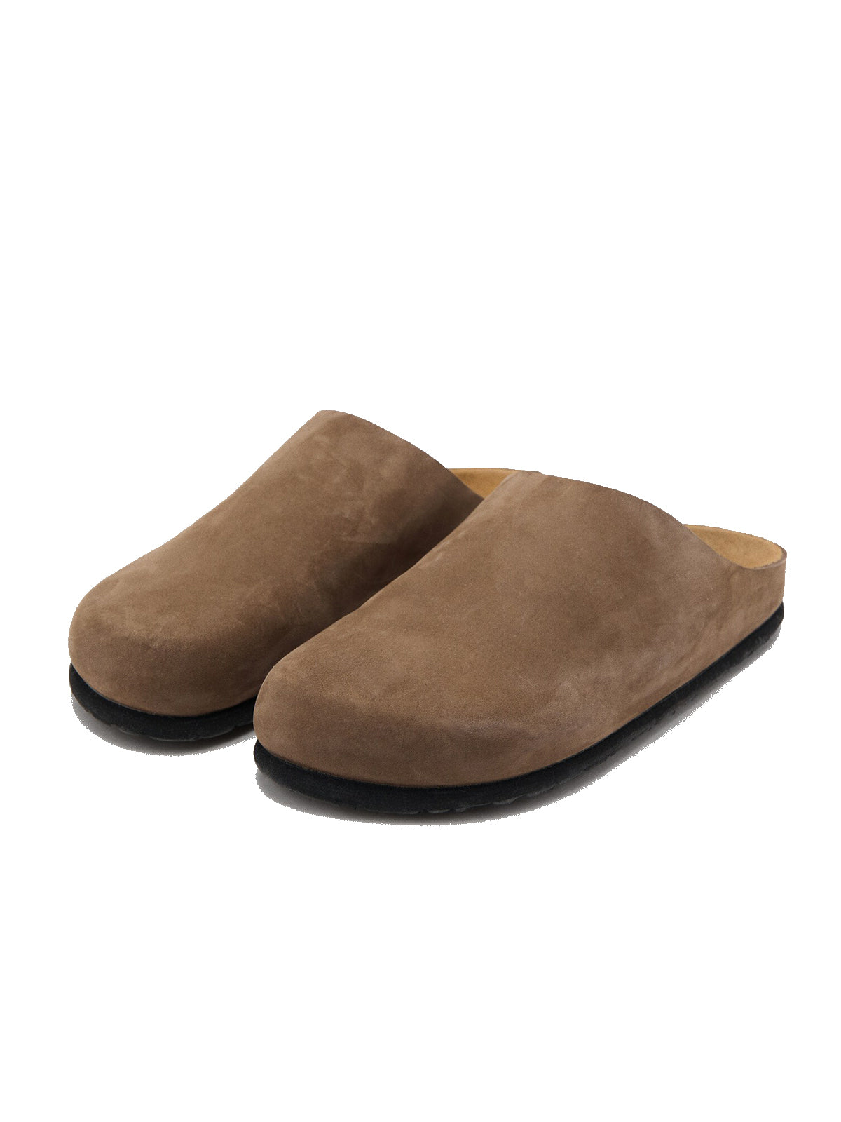 Brown Faux Suede Round-Toe Simple Slip-On Mules Flats